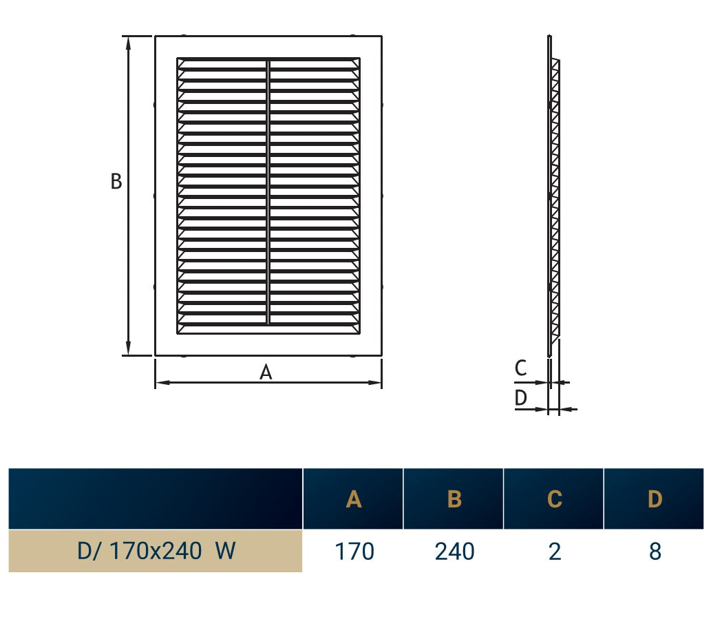 Louvre Vent D/170x240W 240mm X 170mm with Fly Screen