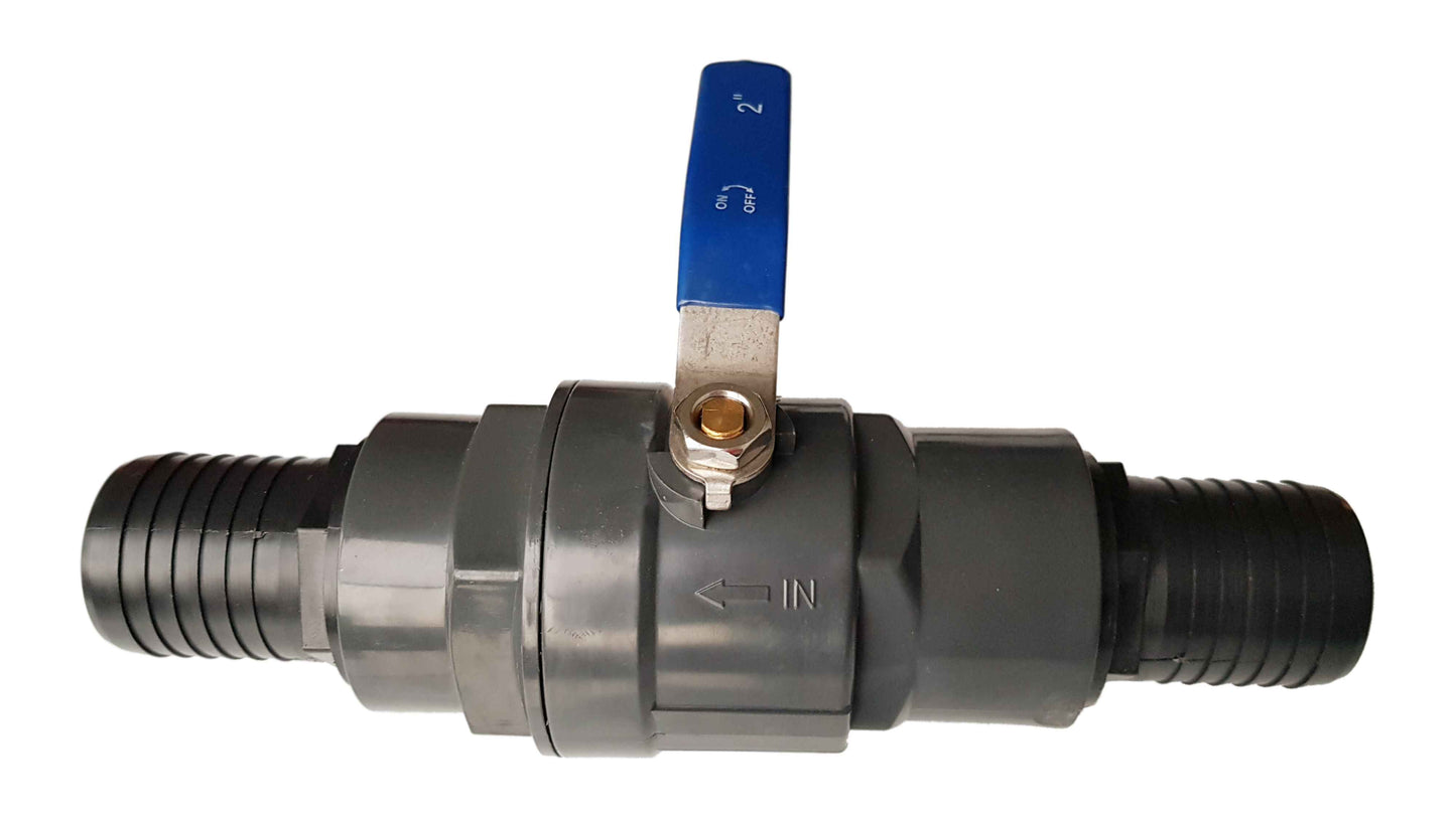 PP Female Stopcock with Stainless Steel Ball Valve Barb Ends