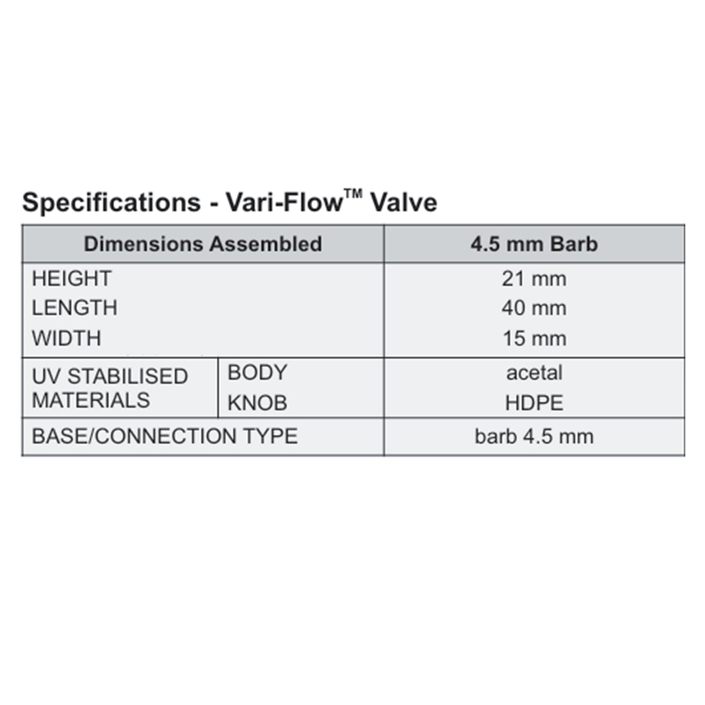 Antelco Vari-Flow™ Valve 4.5mm Barb