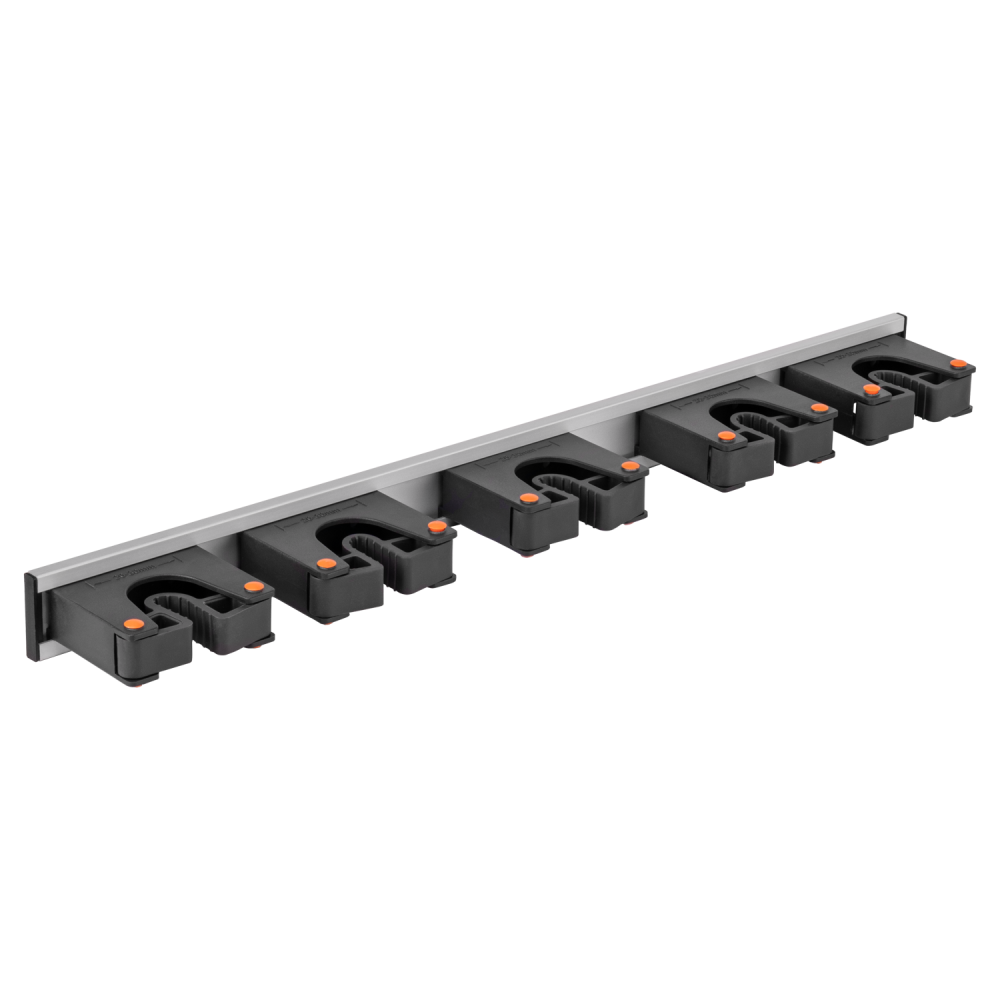 Wall Mount Tool Holder Rail – Gripper Design (5 Handles)