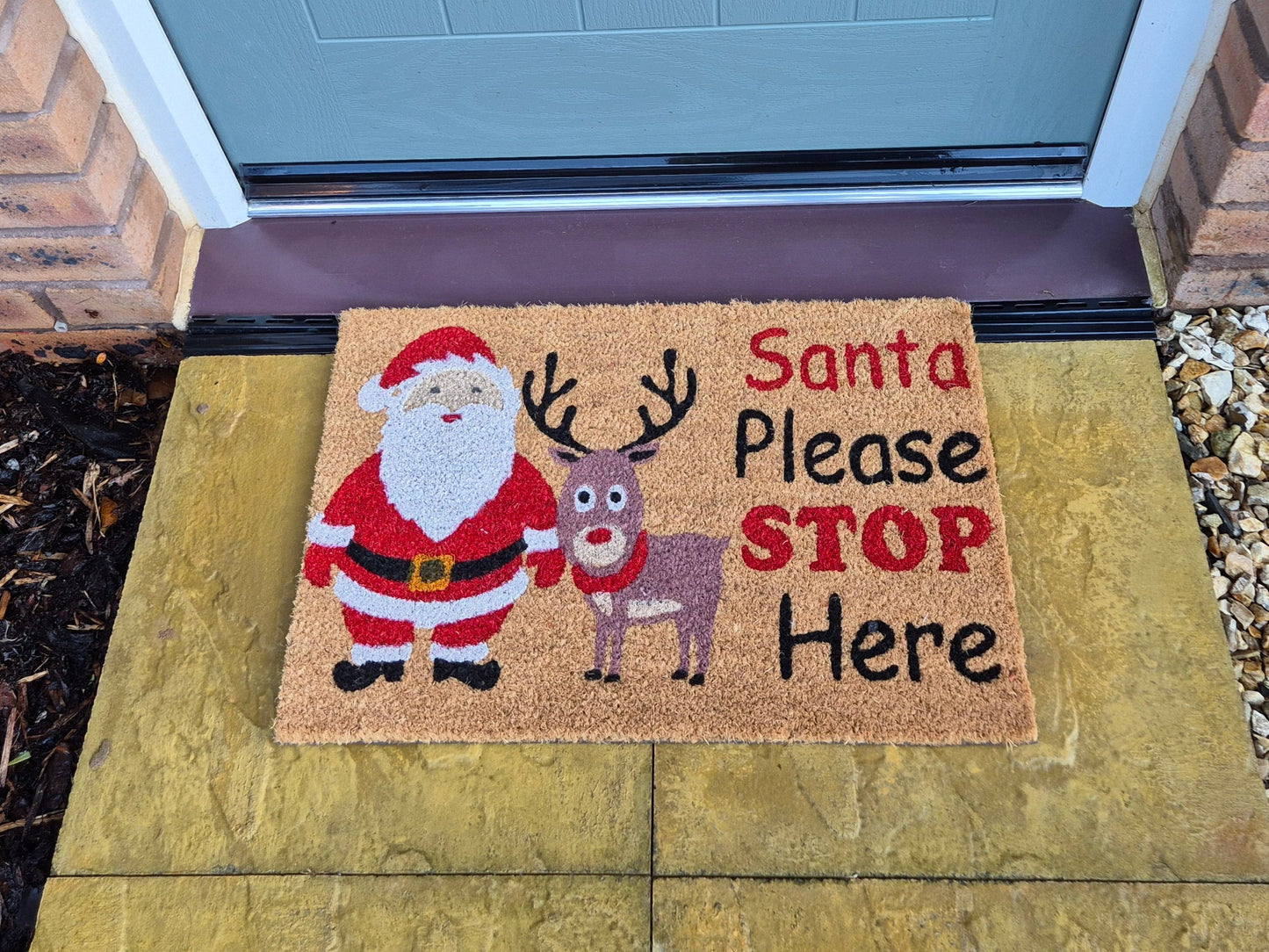 Doormat 60cm x 40cm - 'Santa Please Stop Here'