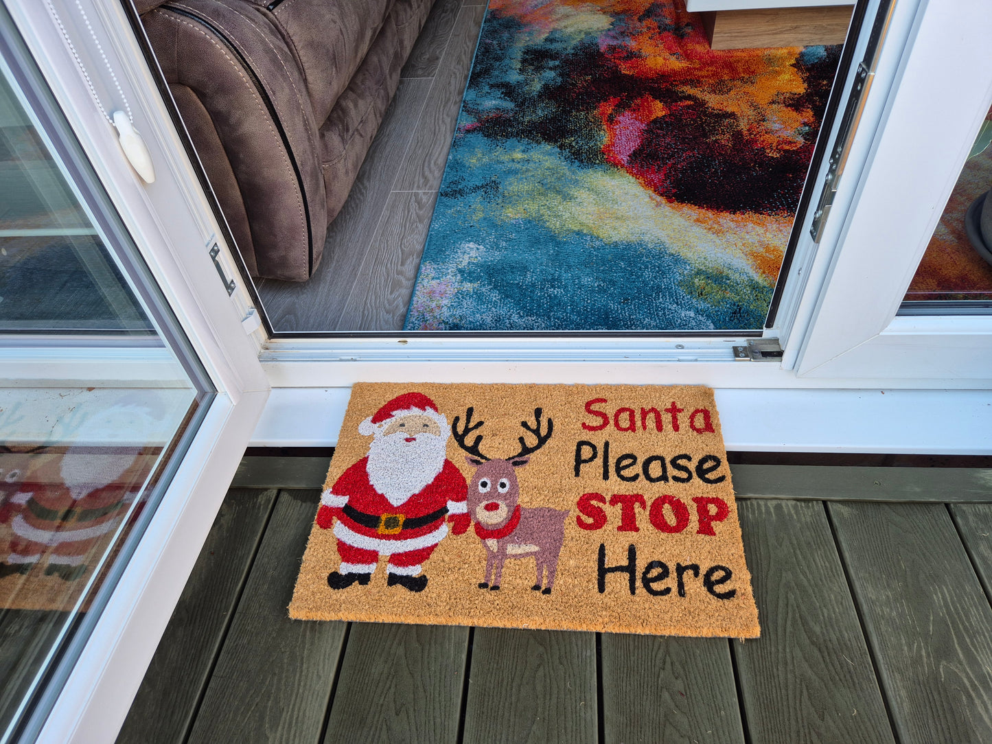 Doormat 60cm x 40cm - 'Santa Please Stop Here'