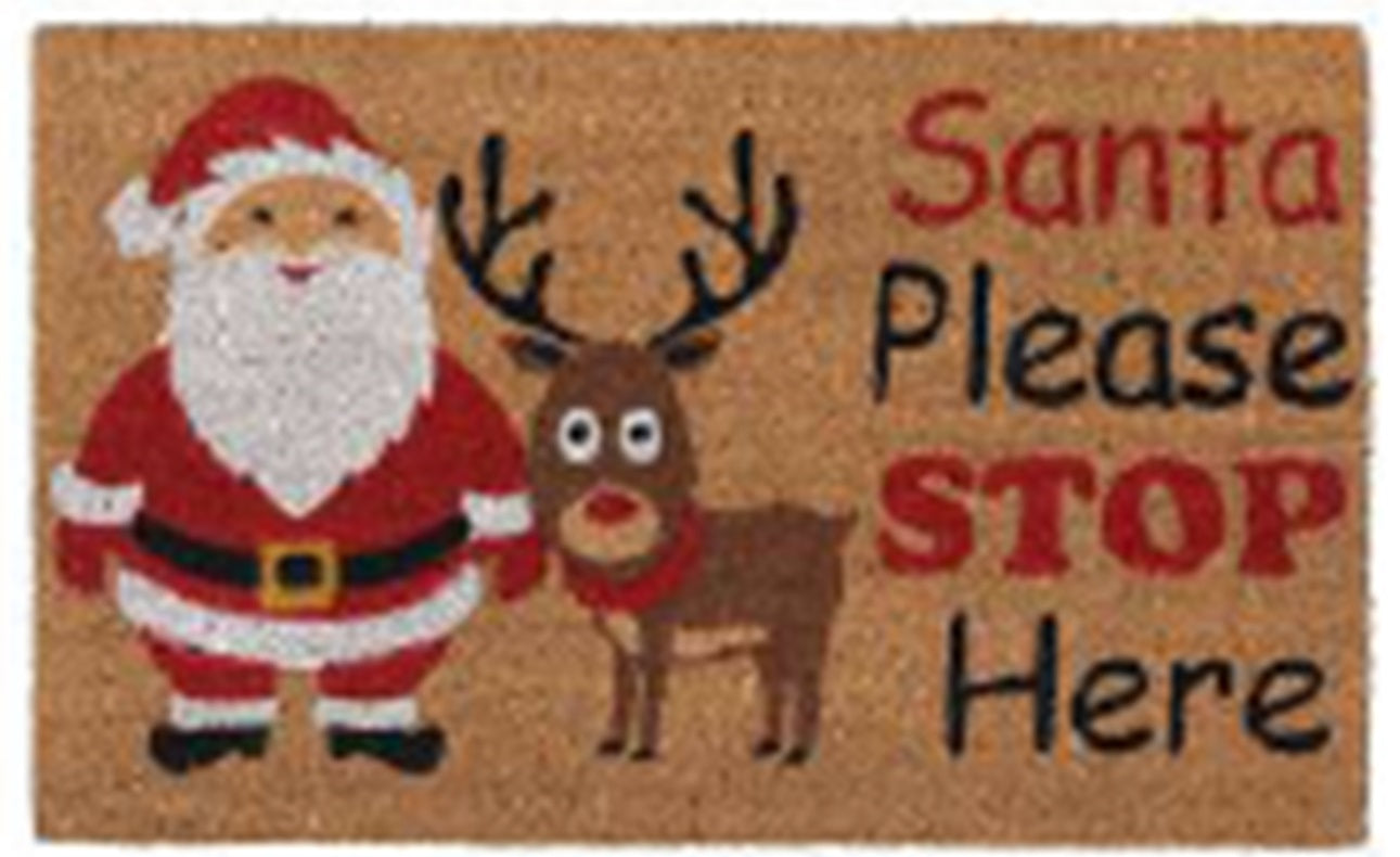 Doormat 60cm x 40cm - 'Santa Please Stop Here'