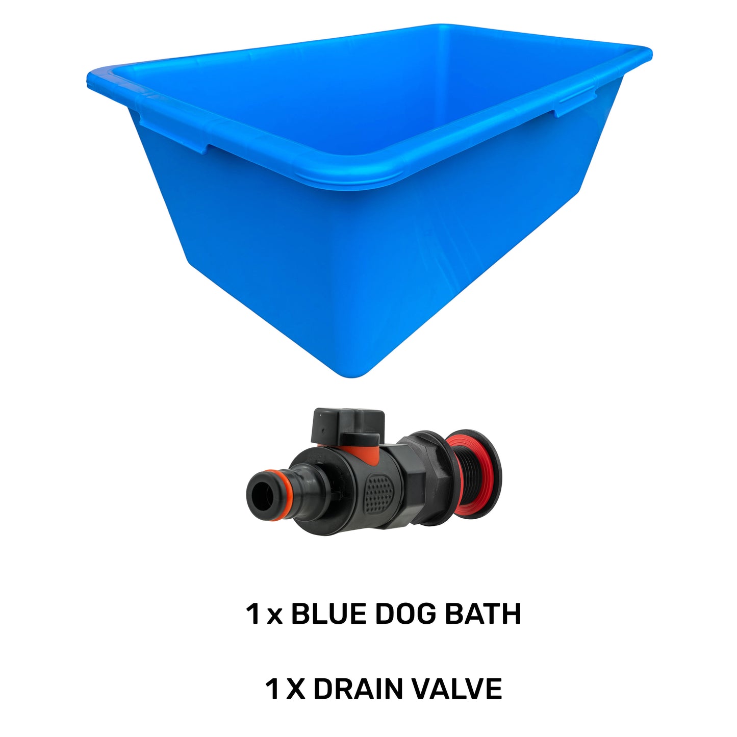 Blue Dog Bath with Drain Valve (Black)