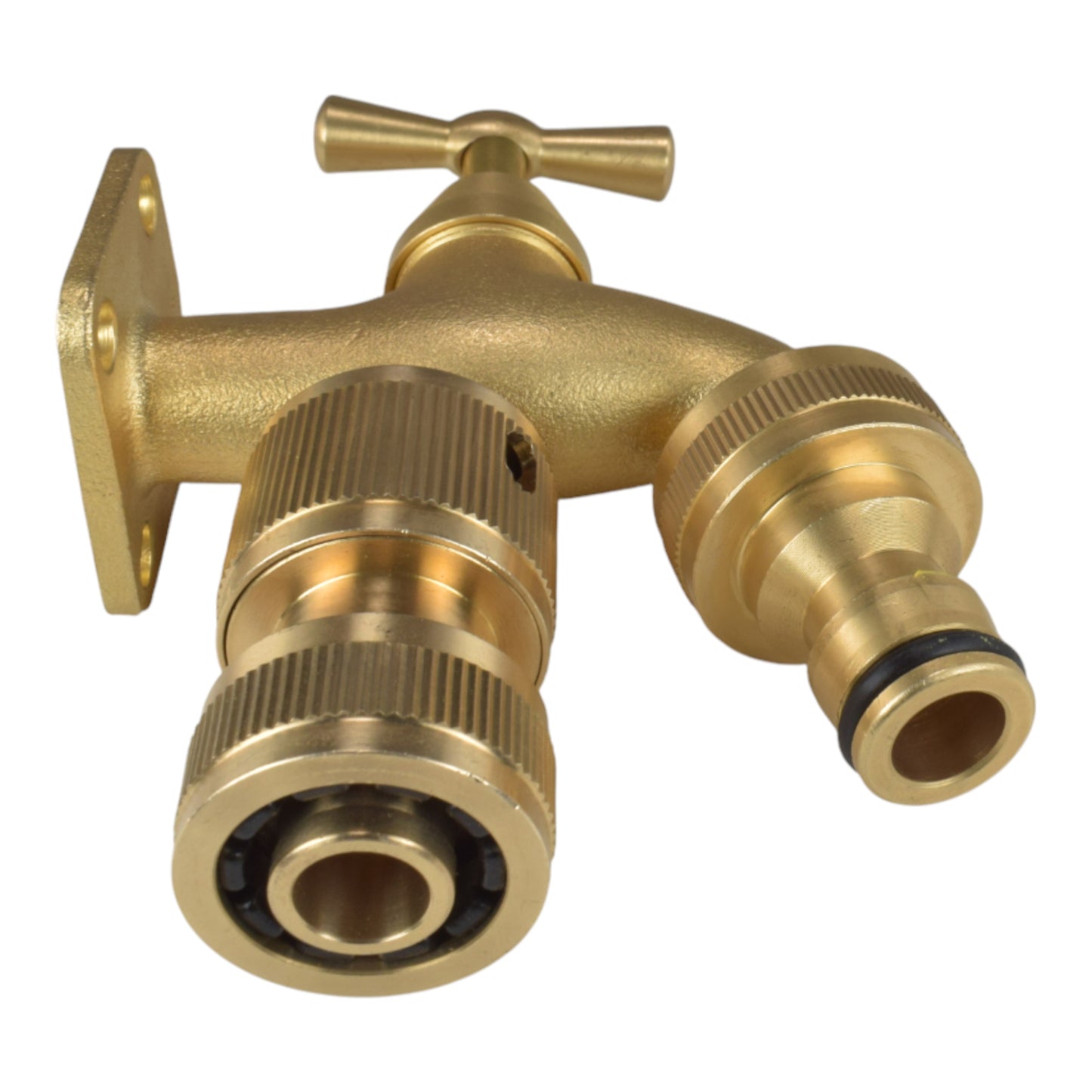 Brass Bib Tap with Quick Connect Inlet and Outlet and Hose Connector