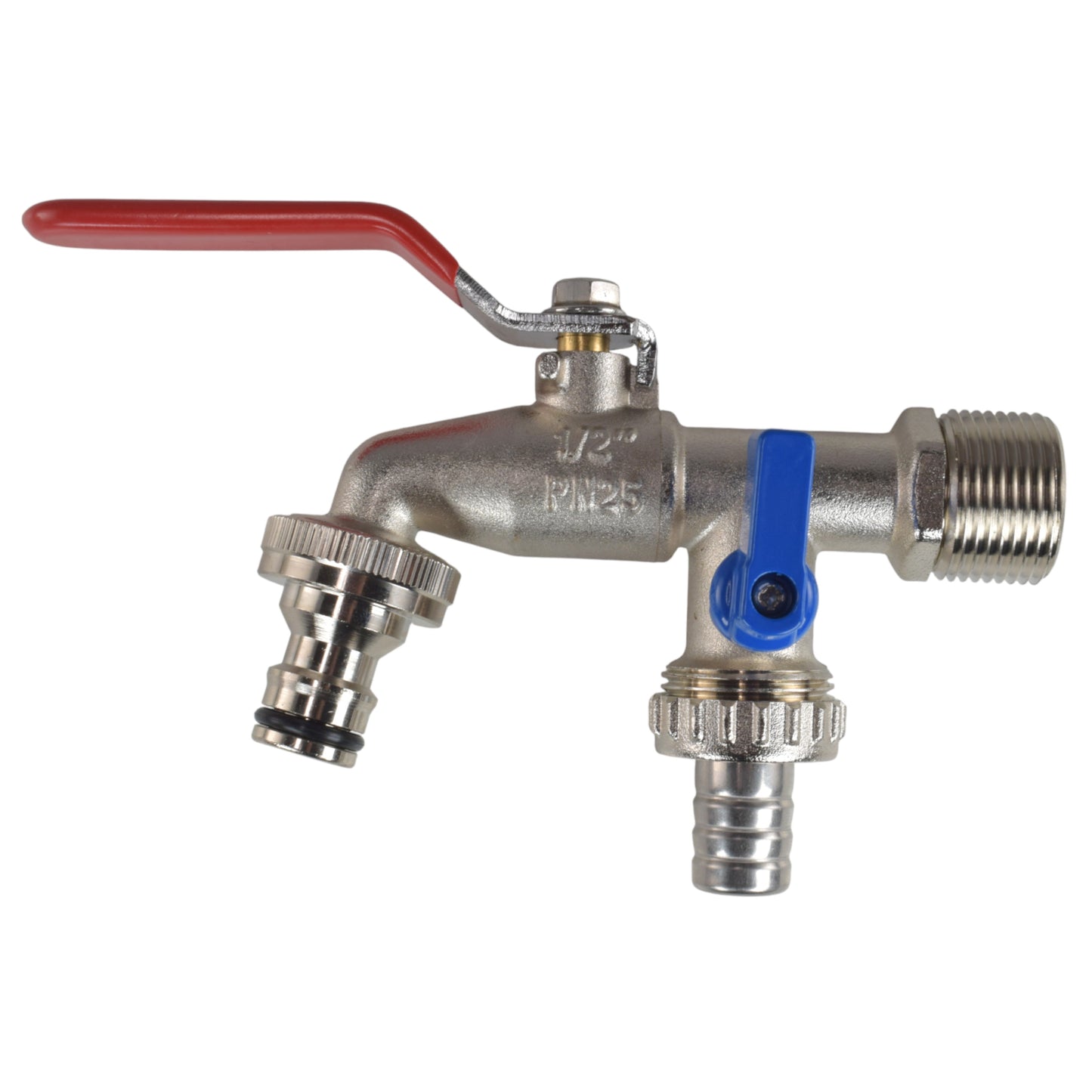 Double Lever Tap Kit with Barb/Quick Connect Outlet, ½” and ¾” BSP Thread Inlet