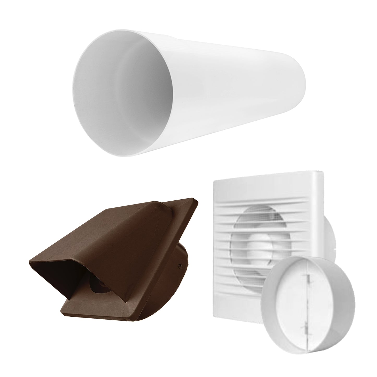 Through Wall Ventilation Kit – STYL Fan with Timer and Brown External Vent