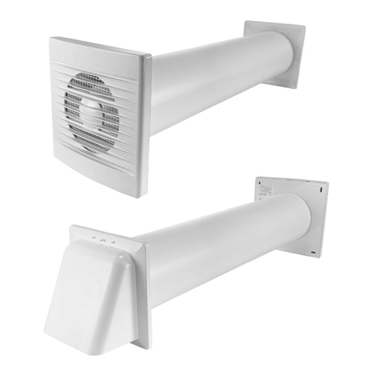 Through Wall Ventilation Kit – STYL Fan with Timer/Humidistat and White External Vent