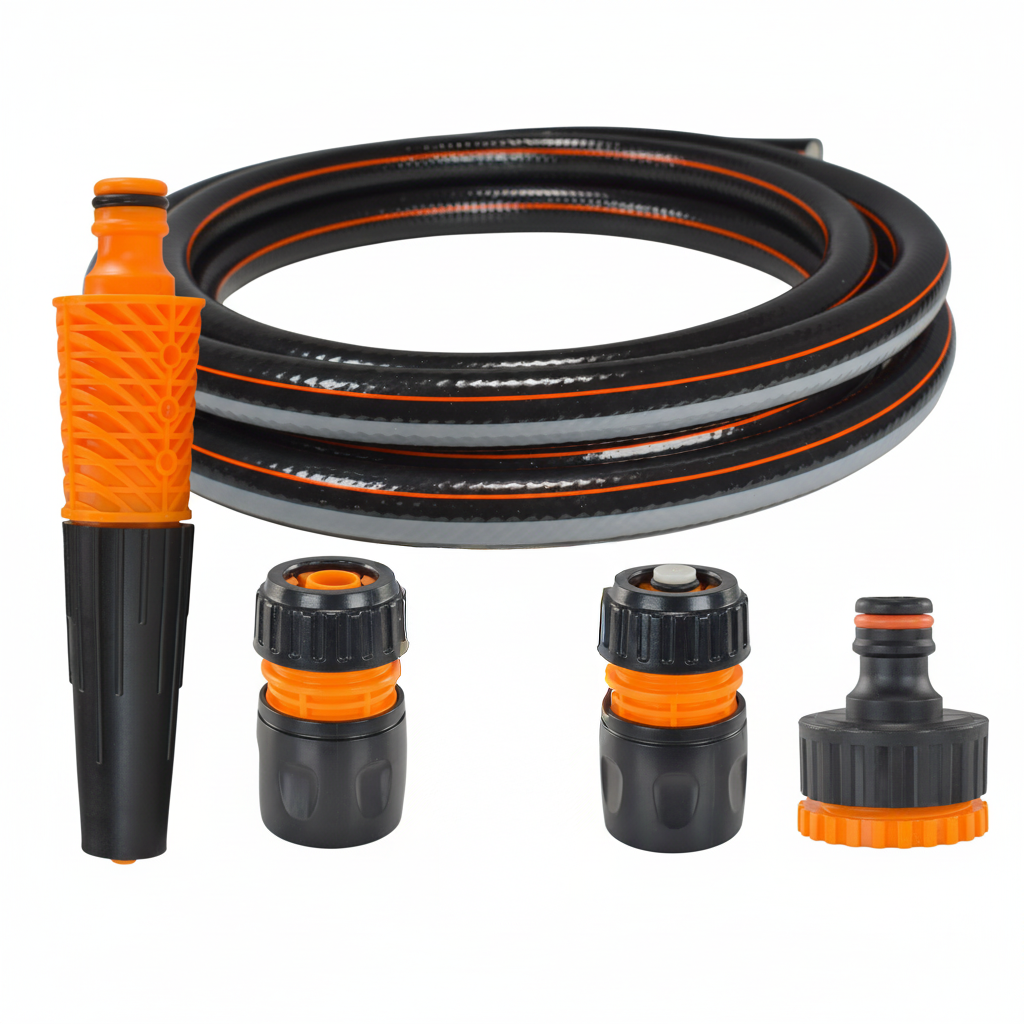 Garden Hose Carbon Plus with Black Orange Hose Connector Set