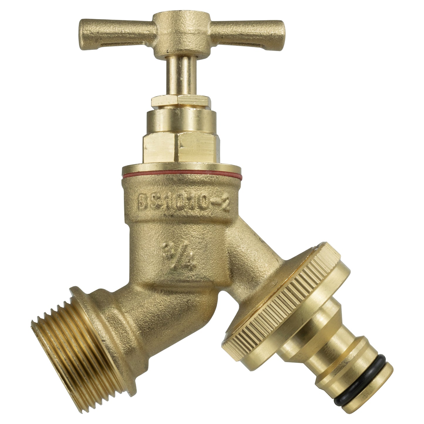 Garden Bib Brass 3/4" BSPM Inlet + Snap-On Male