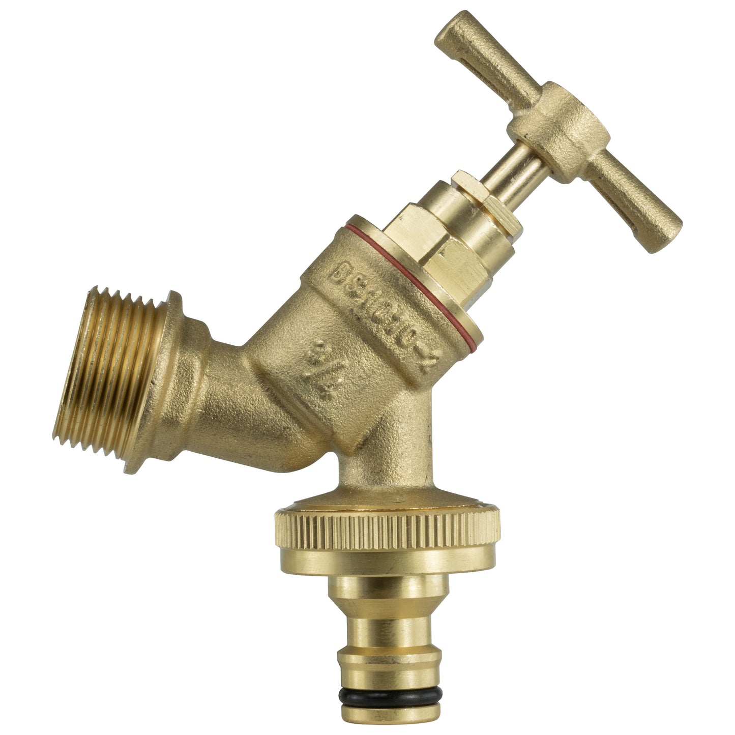 Garden Bib Brass 3/4" BSPM Inlet + Snap-On Male