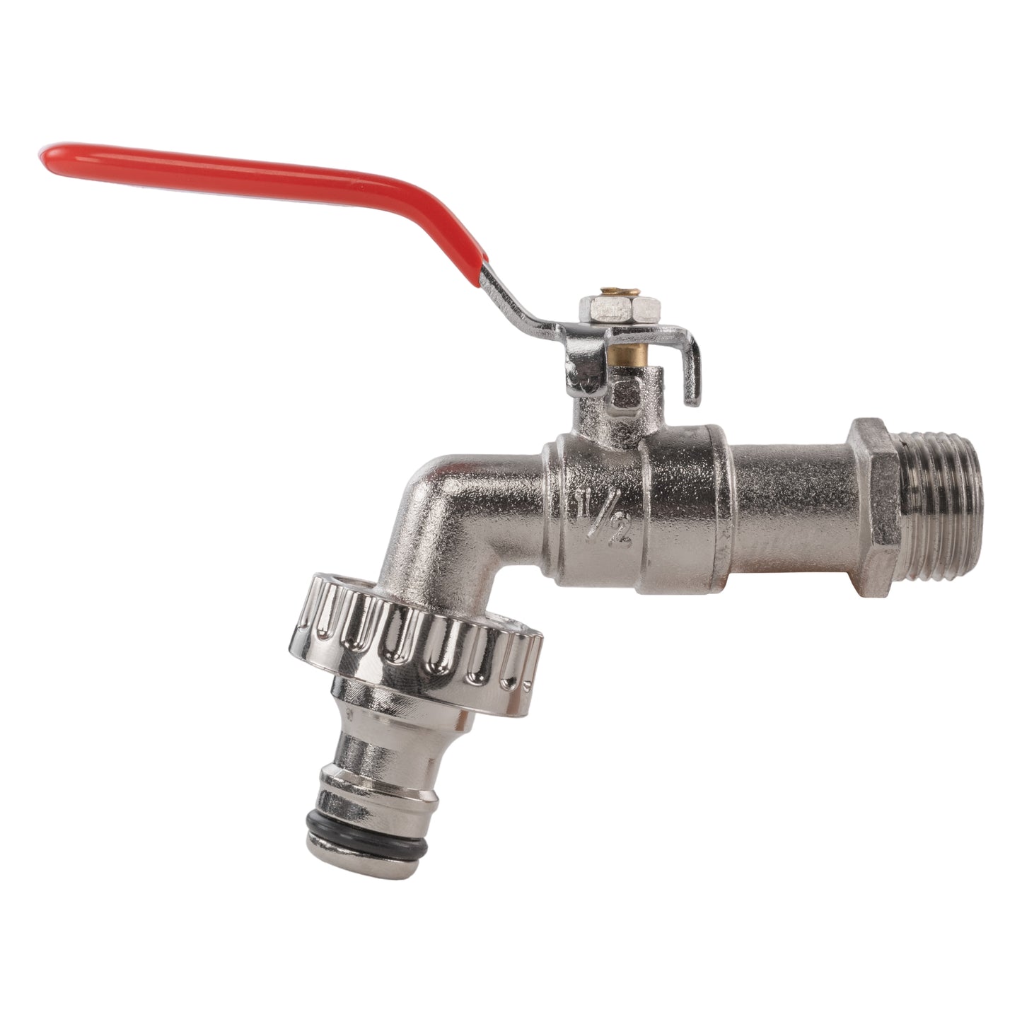 Garden Lever Tap - 1/2 BSPM Inlet - Snap On Male - Zinc Nickle Plated