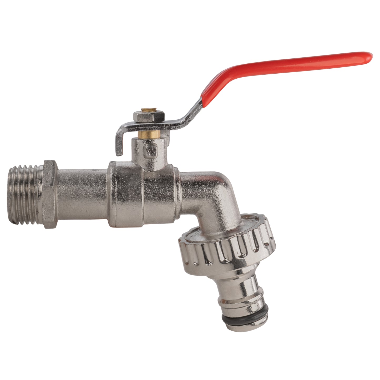 Garden Lever Tap - 1/2 BSPM Inlet - Snap On Male - Zinc Nickle Plated