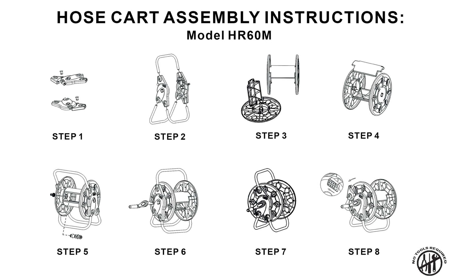 Hose Cart for 60m 1/2" Garden Hose