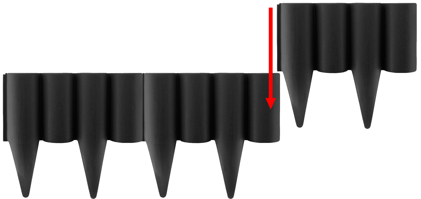 Lawn Edging, Plastic Palisade Wood Effect, 2.5m Box, Black