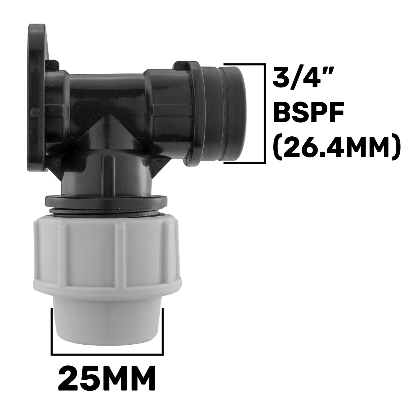Wall Flange Kit 25mm MDPE + Brass Bib Tap + Lime Two Way Tap Splitter