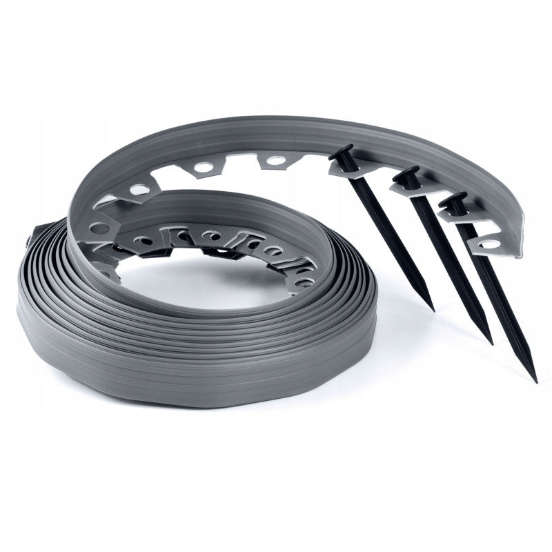 X001TET77B x13, Transform Your Outdoor Space with 10m of Flexible Grey Garden Edging Border - Complete with 20 Securing Pegs for Perfect Flower Beds, Lawns, and Pavement Design (40mm High). Set by MYPURECORE