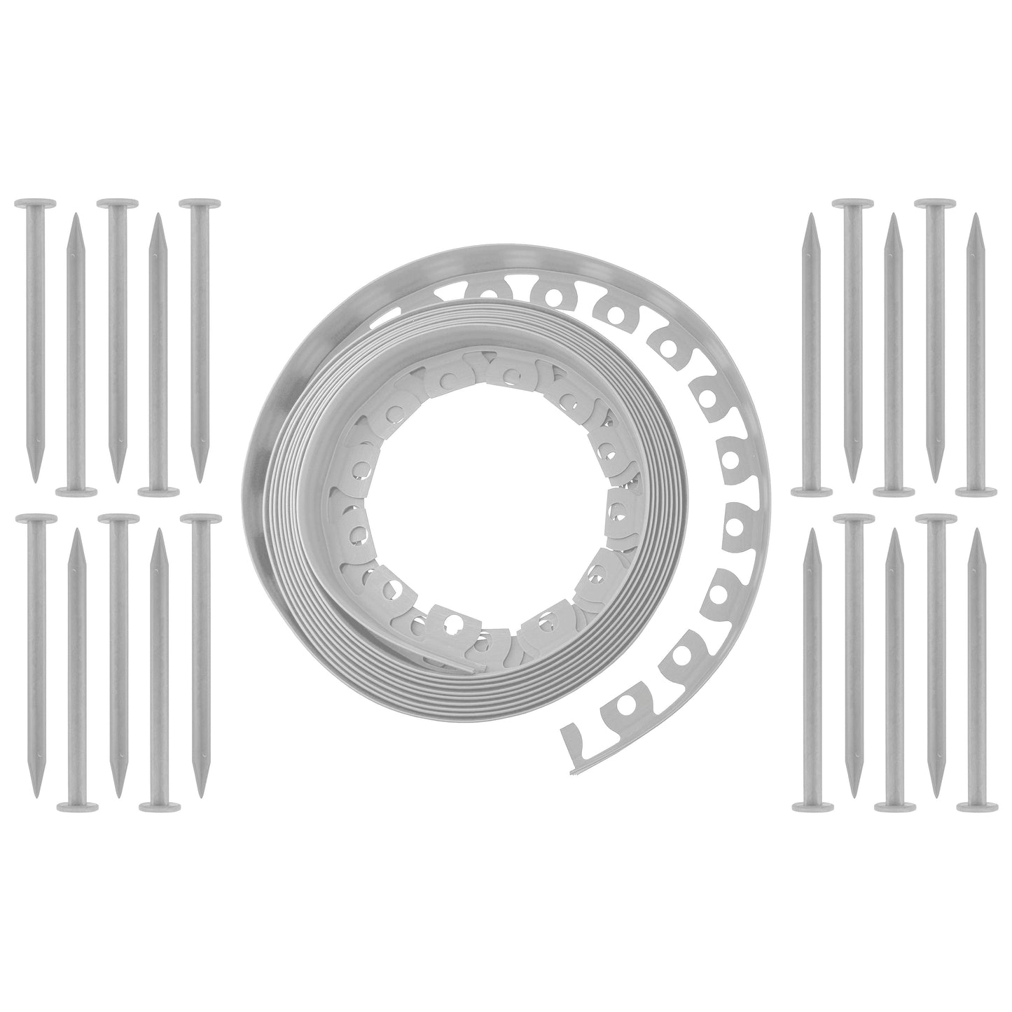Lawn Border Set, Easy Border 40mm Light Gray 10m with Pegs