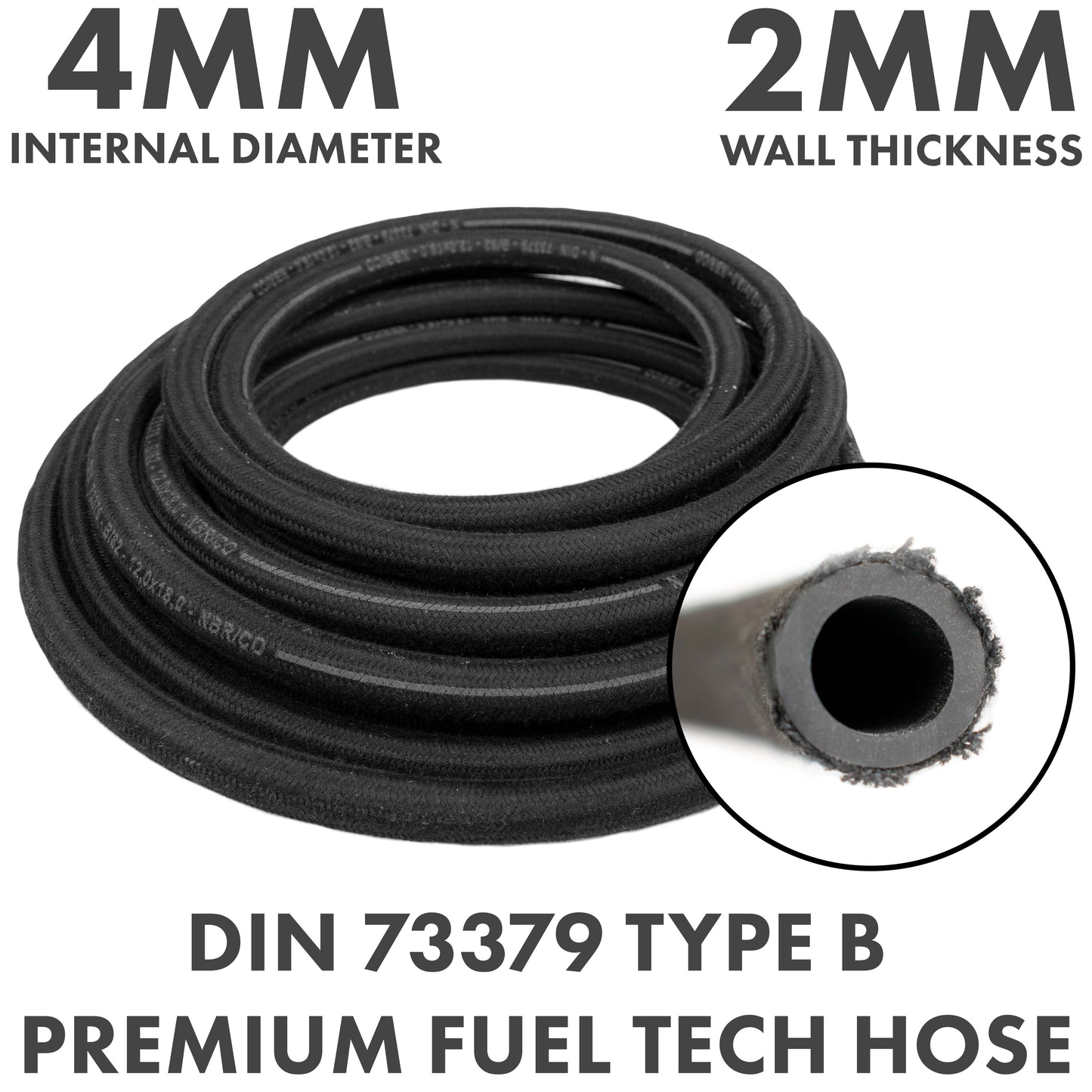 Rubber Reinforced with a Heat Resistant Textile Braid 4mm/8mm