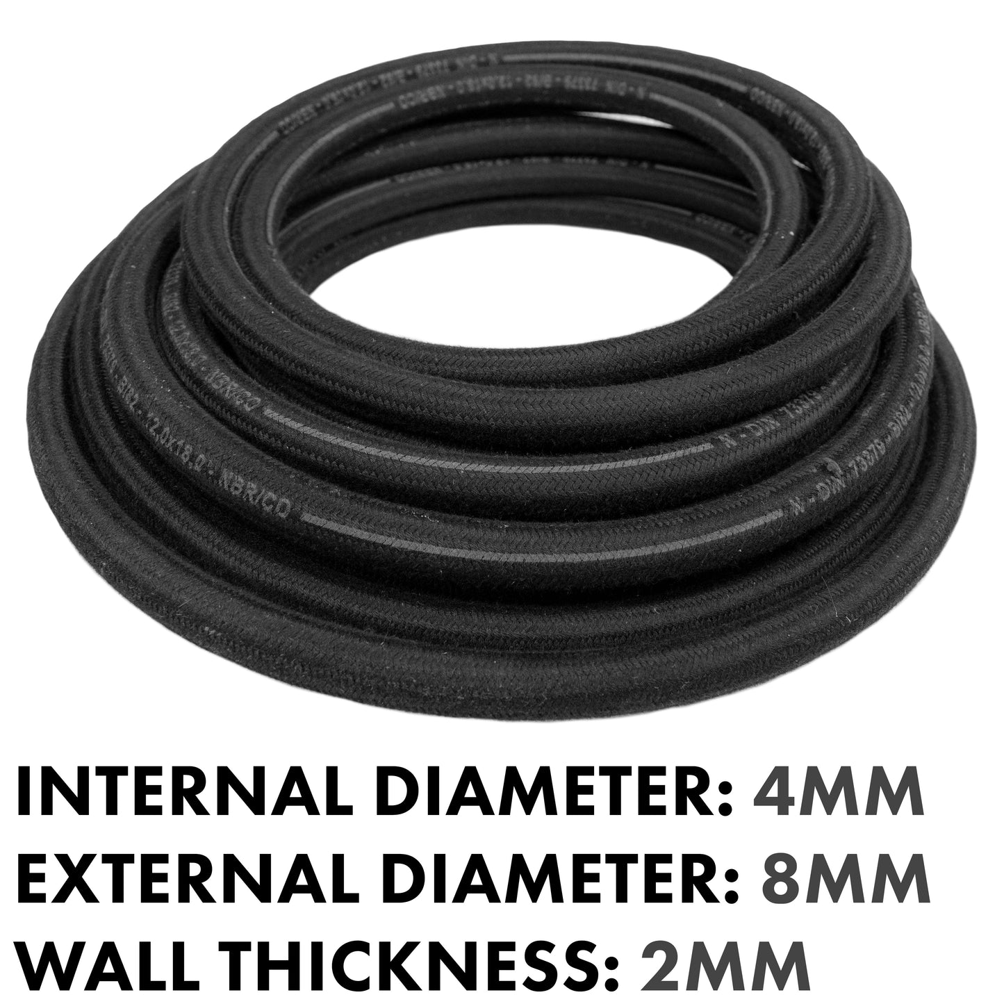 Rubber Reinforced with a Heat Resistant Textile Braid 4mm/8mm