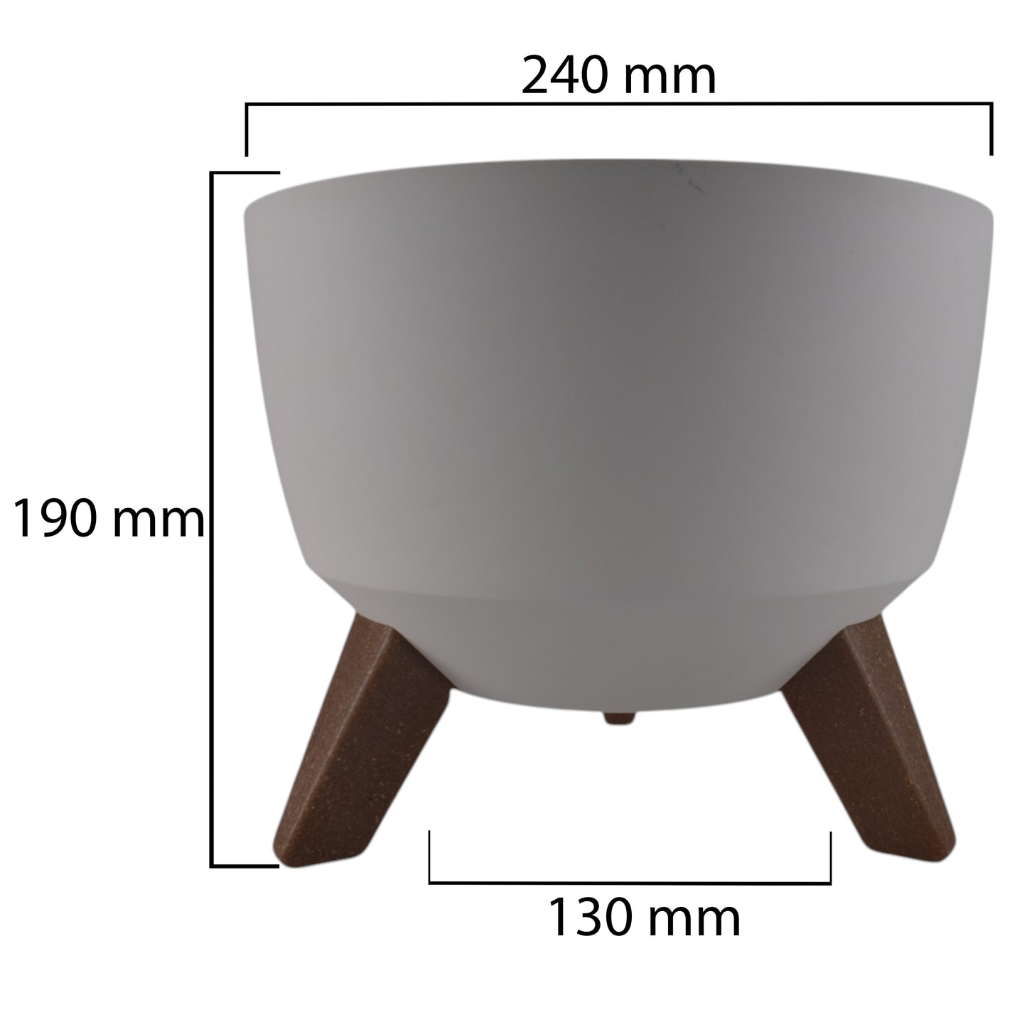 Roma Bowl Pot with Legs, Insert and Hole with Plug 240mm White