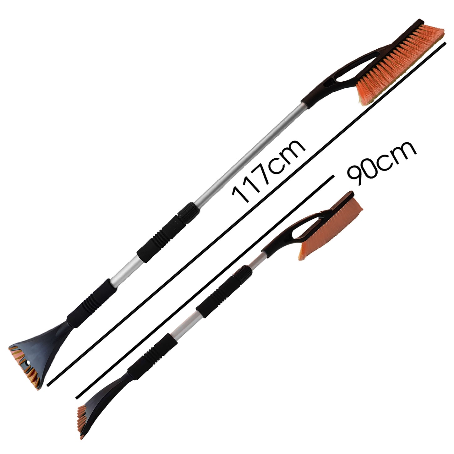 Telescopic Snow Brush + Ice Scraper Orange
