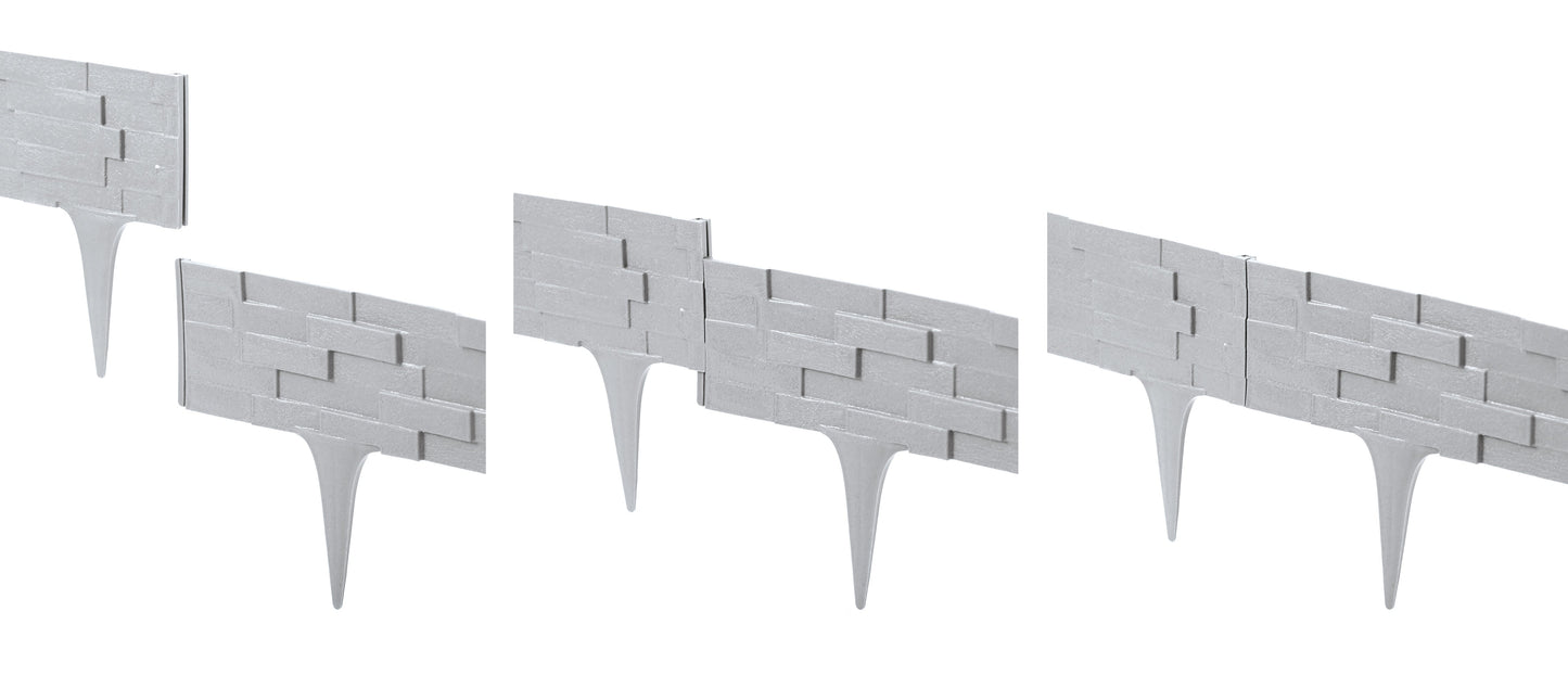 Lawn Edging, Plastic Palisade Slate Effect, 2.38m, Brown