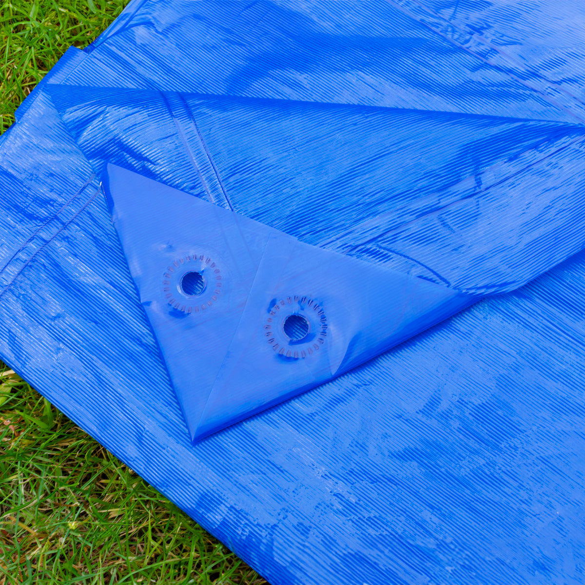 Tarpaulin LLDPE 100GSM Blue with 10 x Clip-On Eyelets Black