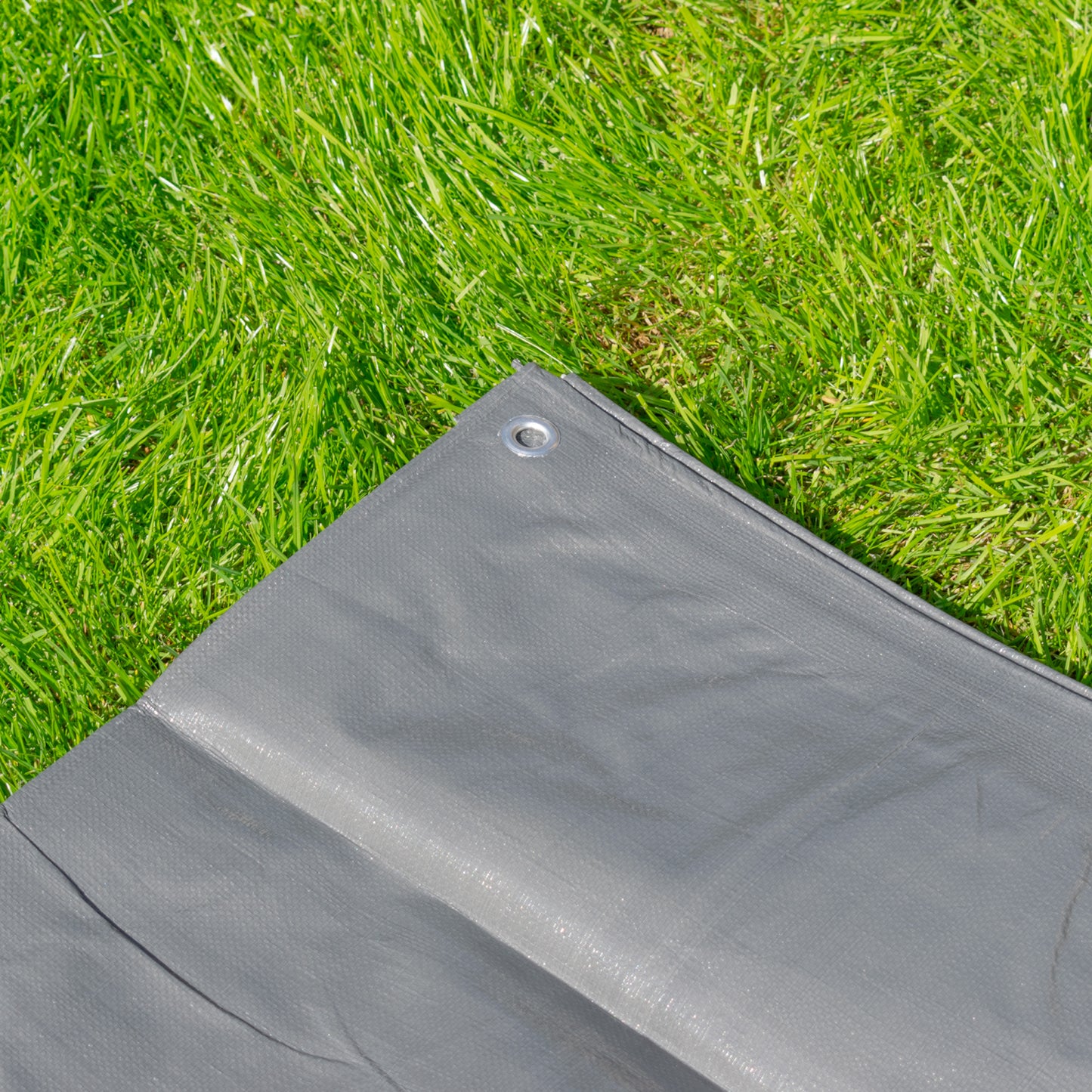 Grey L-Grade Tarpaulin with 10 x 6" Bungee Balls (Black) and 10 x Screw Type Tarp Clips