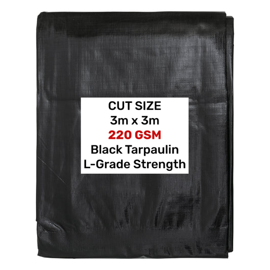Black/Silver L-Grade Tarpaulin 3m x 3m