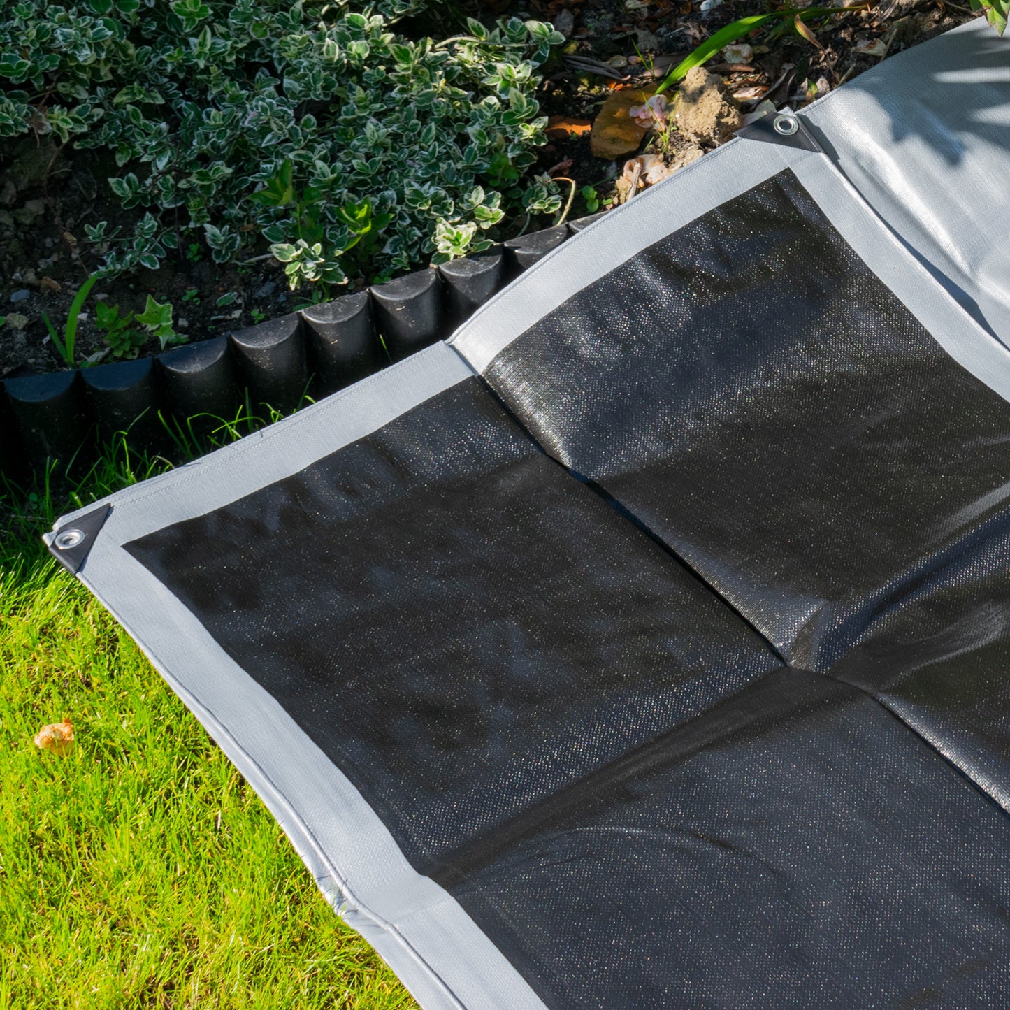 Silver XL-Grade Tarpaulin with 10 x 6" Bungee Balls (Black)