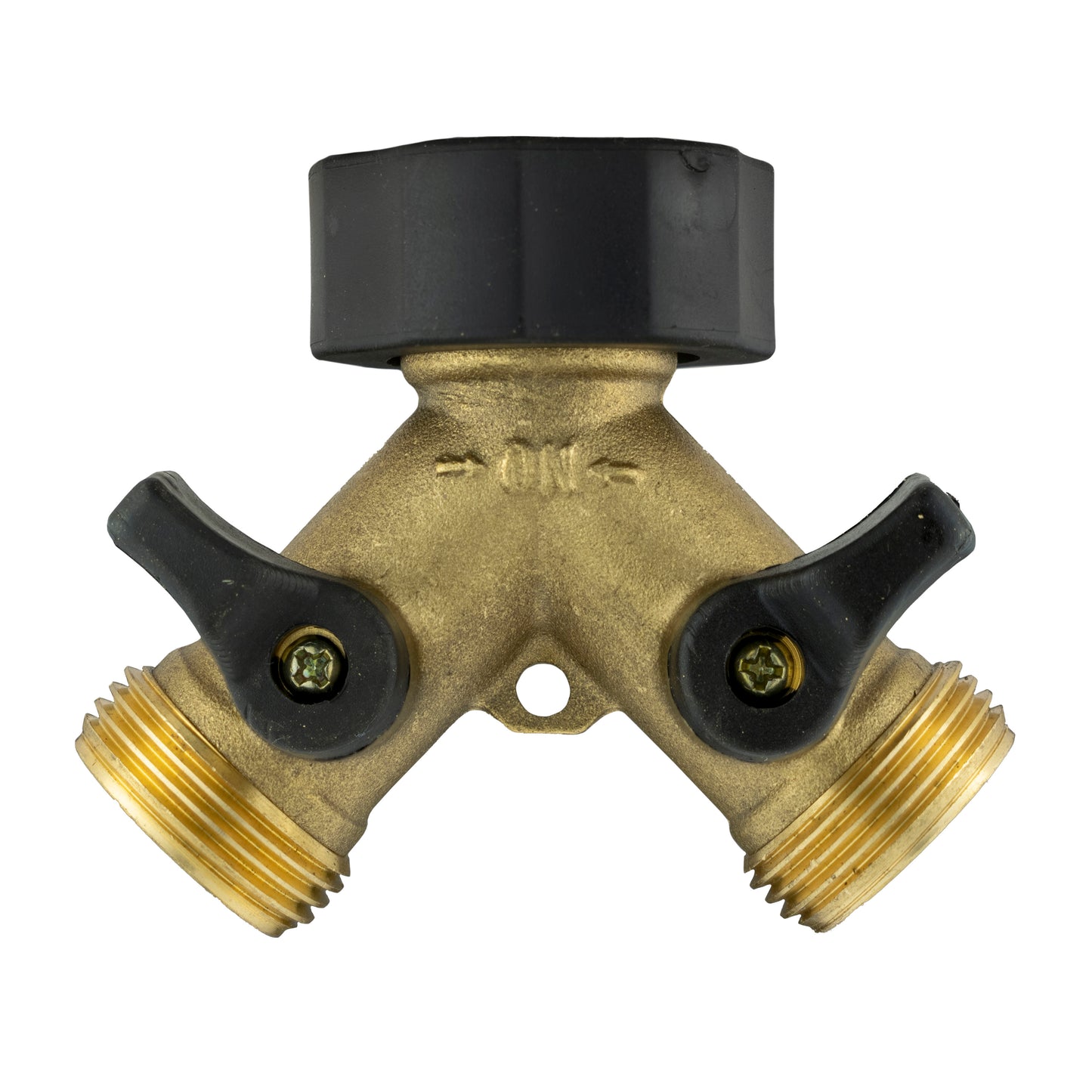 Double Tap Connector with Valves & Threaded Outlets Brass