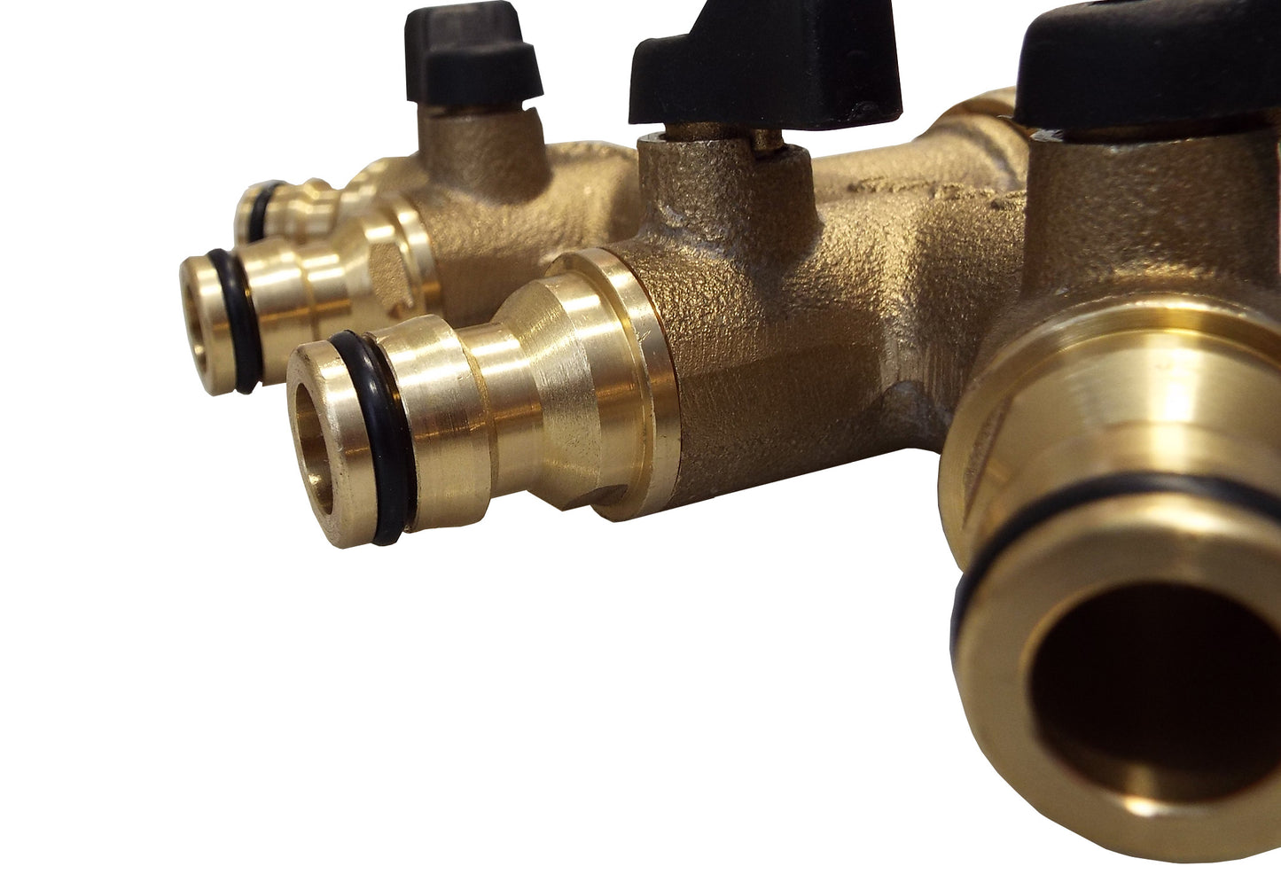 4-Way Manifold with Valves & Snap-On Outlets Brass
