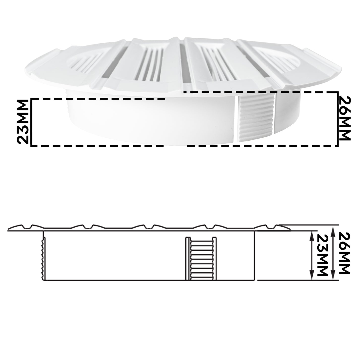 Louvre Vent Round Bella 100mm White