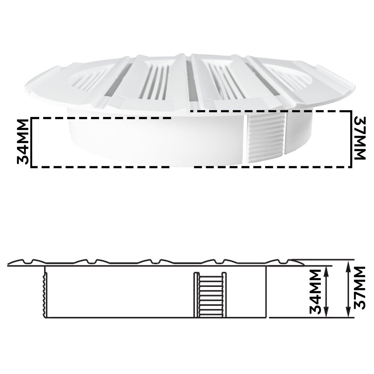Louvre Vent Round Bella 150mm White
