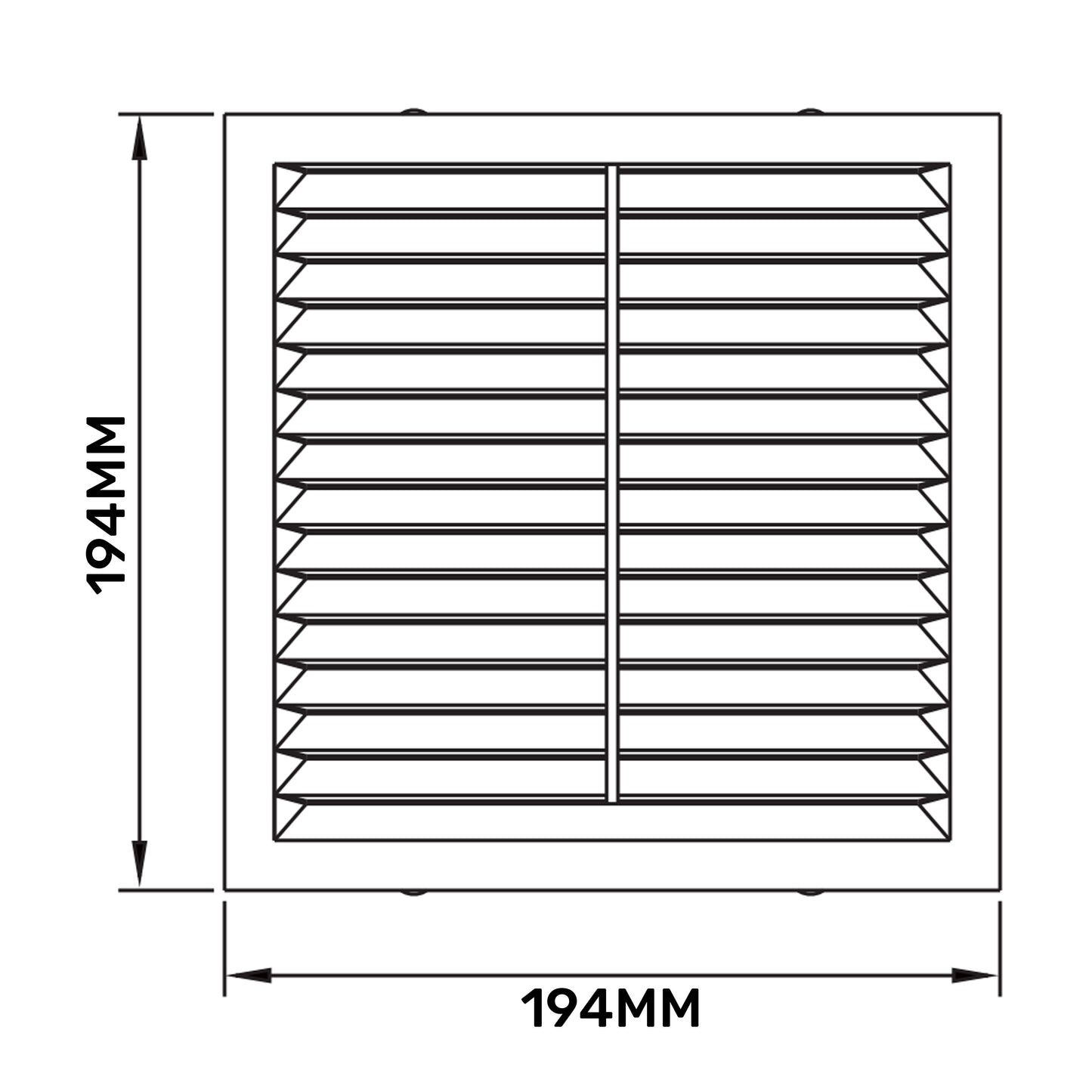Louvre Vent D/195W 195mm X 195mm with Fly Screen
