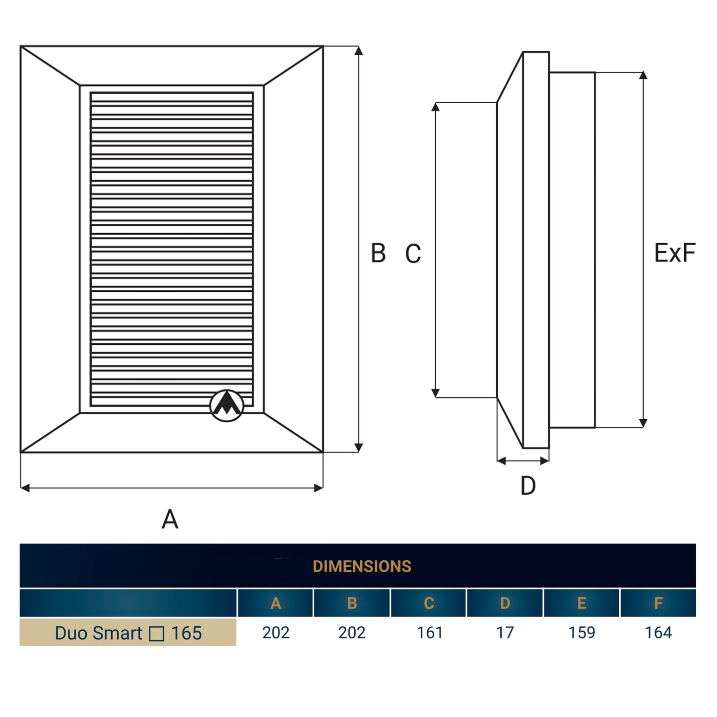 Louvre Vent White Duo Smart 165 With Fly Mesh