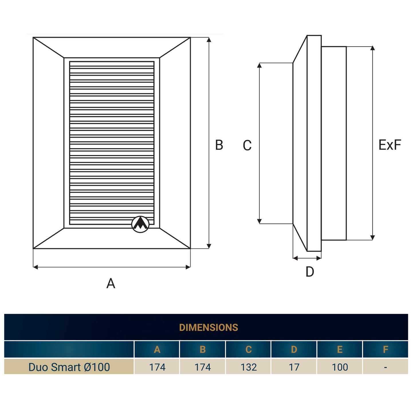 Louvre Vent White Duo Smart 135 fi 100mm With Fly Mesh