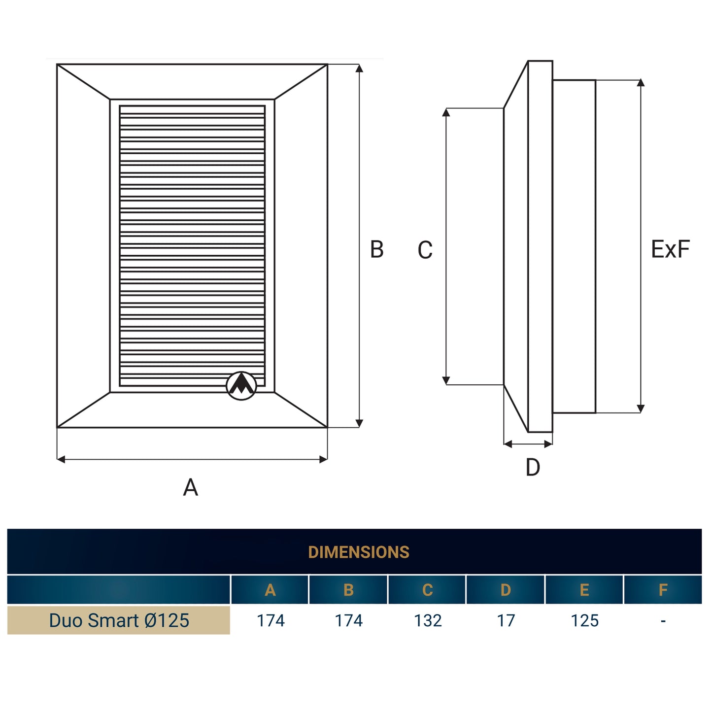 Louvre Vent White Duo Smart 135 fi 125mm With Fly Mesh