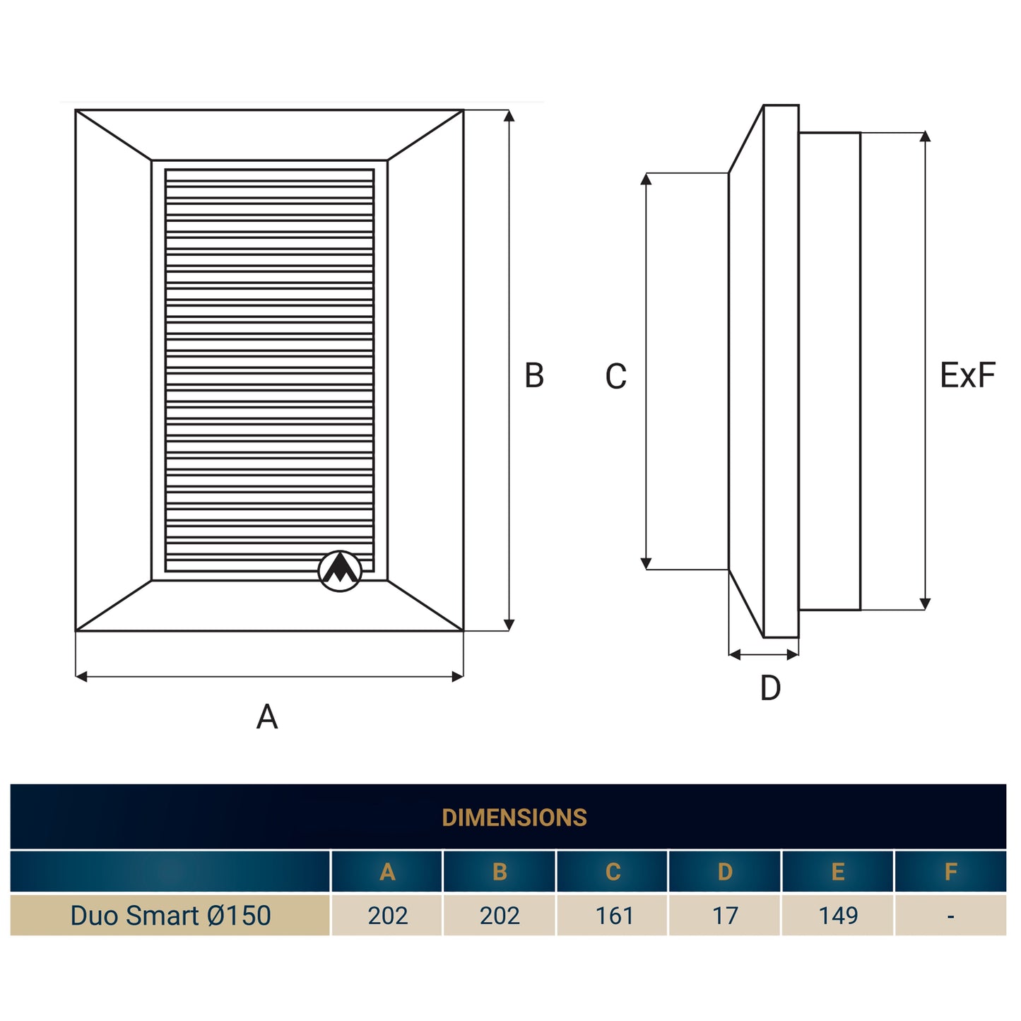 Louvre Vent White Duo Smart 165 fi 150mm With Fly Mesh