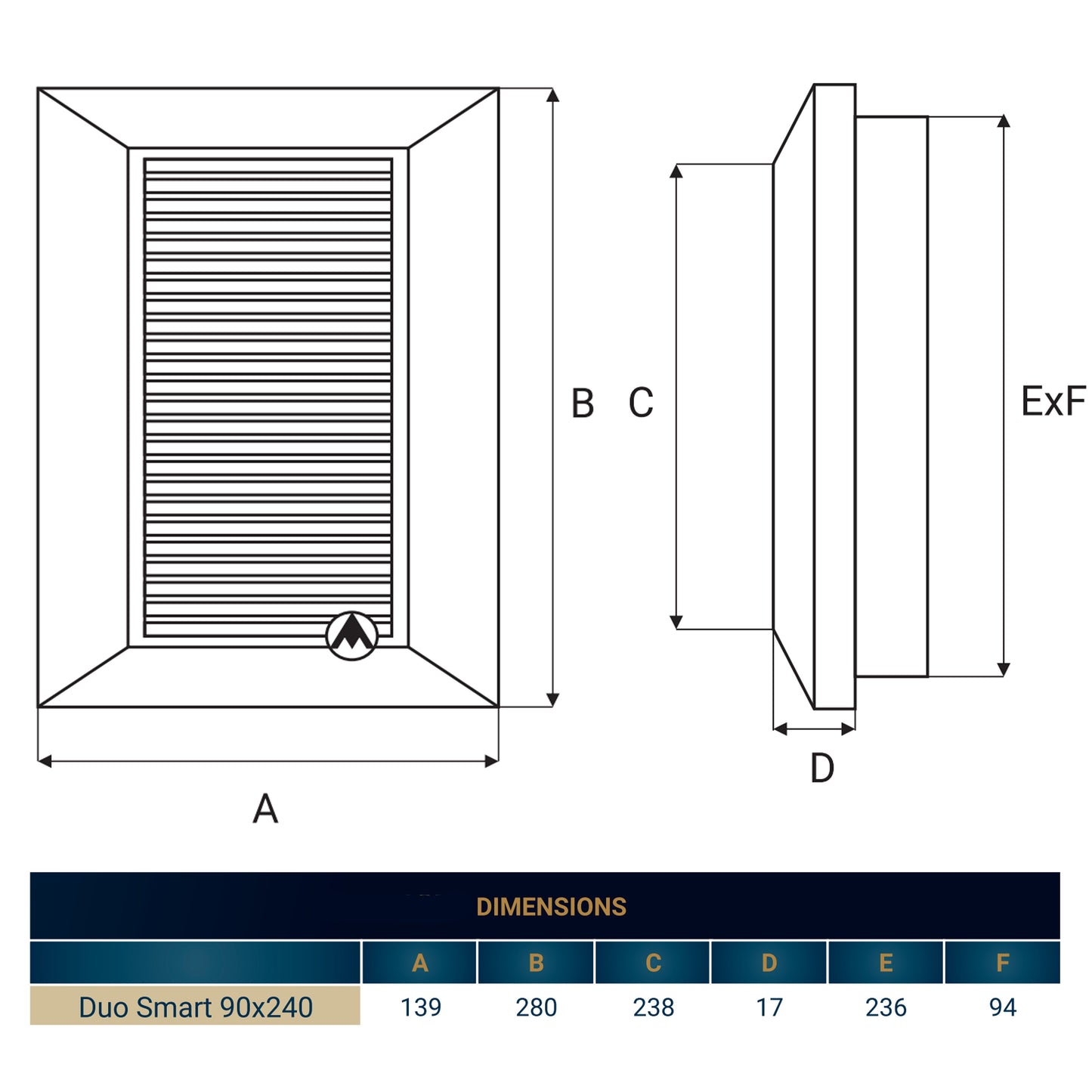 Louvre Vent Duo Smart 90/240 Brown 90mm x 240mm With Fly Mesh