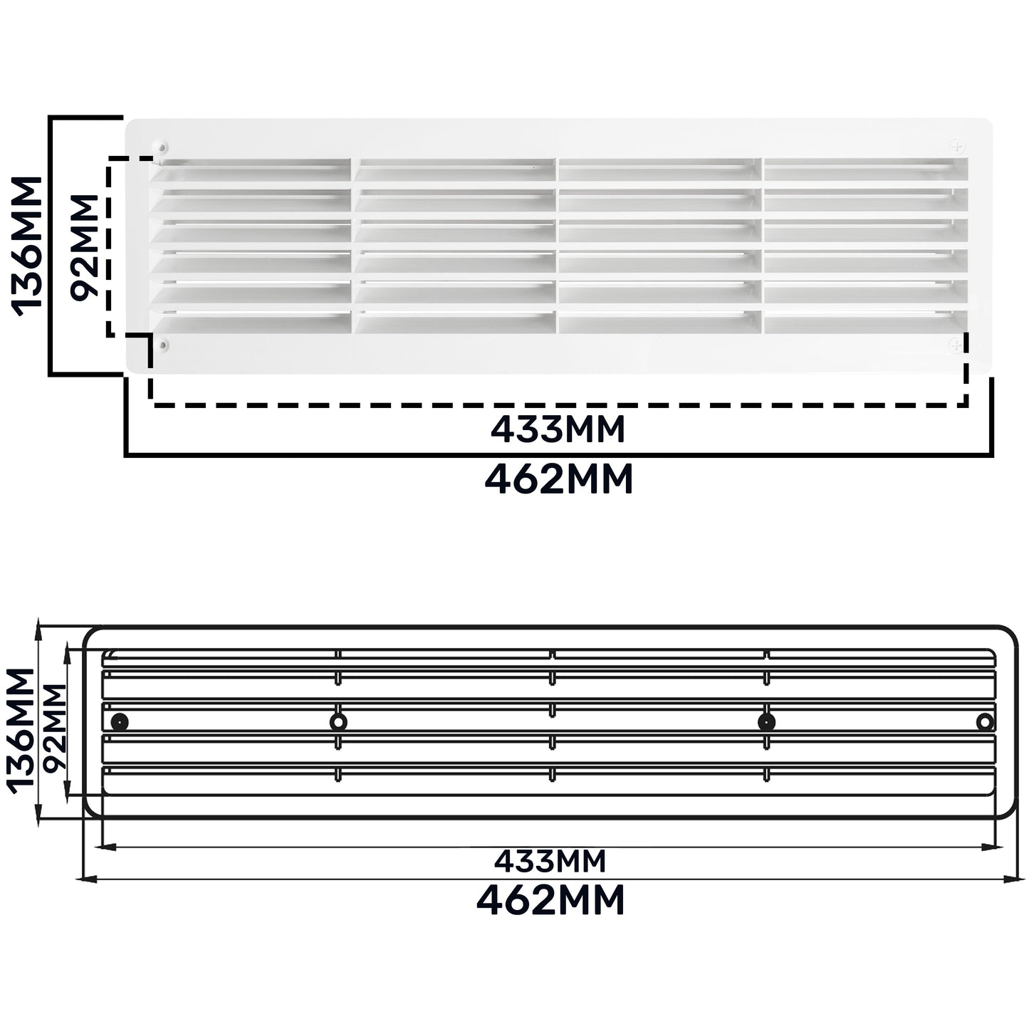Door Louvre Vent KD 90mm—445mm
