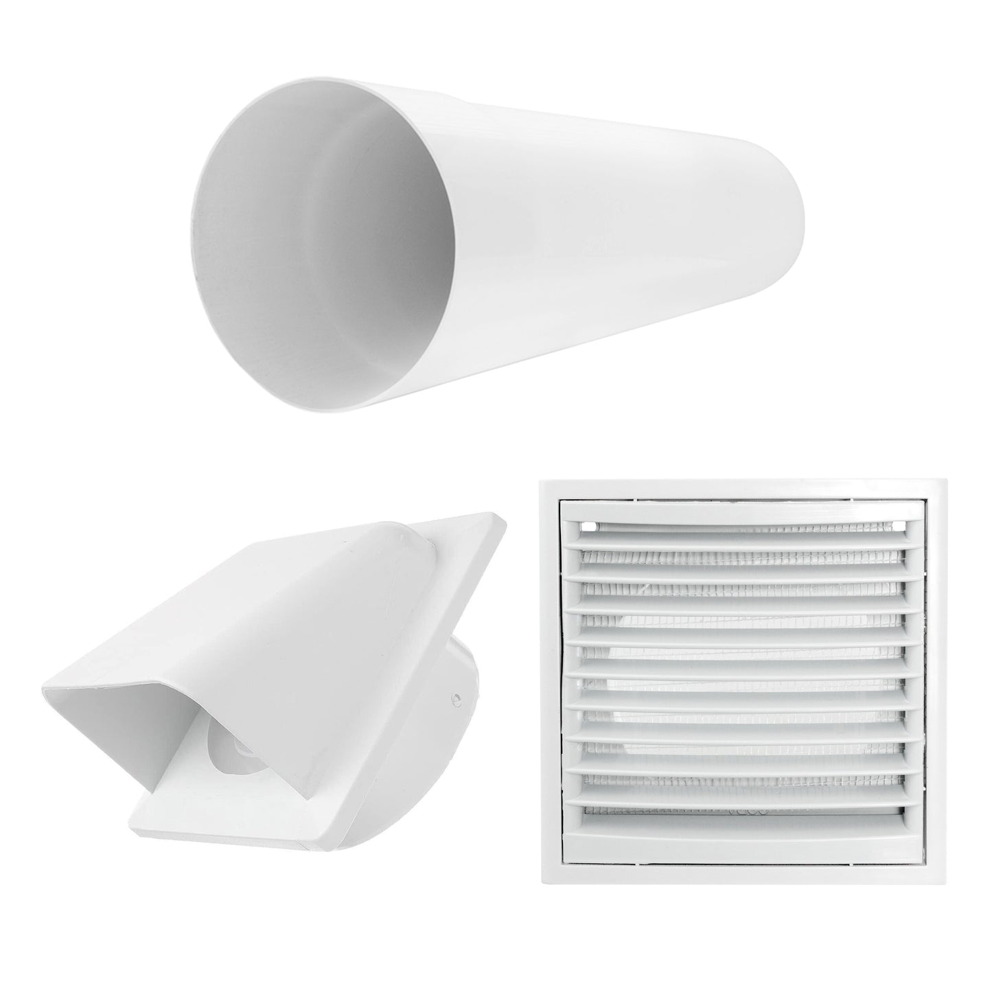 Through Wall Ventilation Kit Louvre Vent VC-KR0153 with White External Vent
