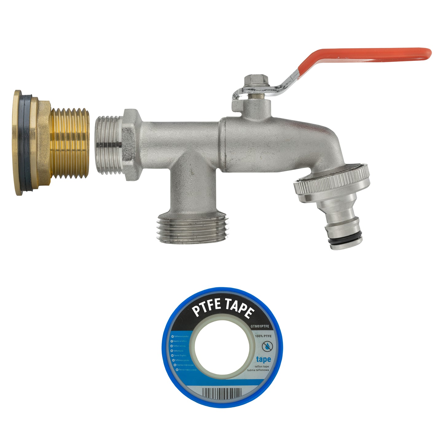 Water Butt Brass Kit 3/4" with Double Tap and Drill Bit