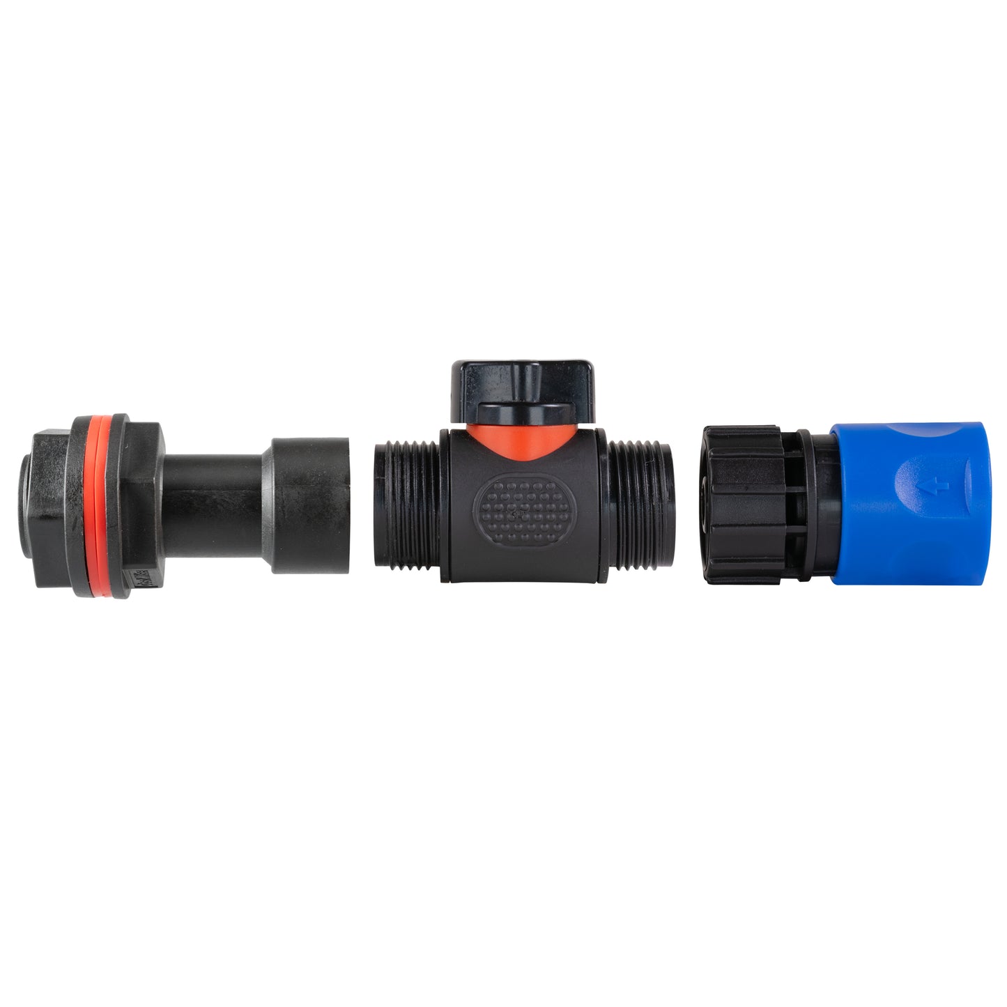 Water Butt Extension Kit 3/4" with In-Line Valve + Female Quick Connector Blue and Drill Bit
