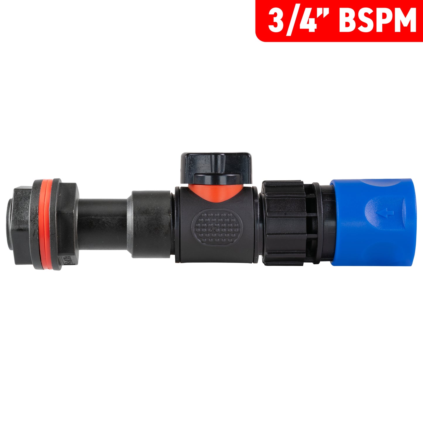Water Butt Extension Kit 3/4" with In-Line Valve + Female Quick Connector Blue and Drill Bit