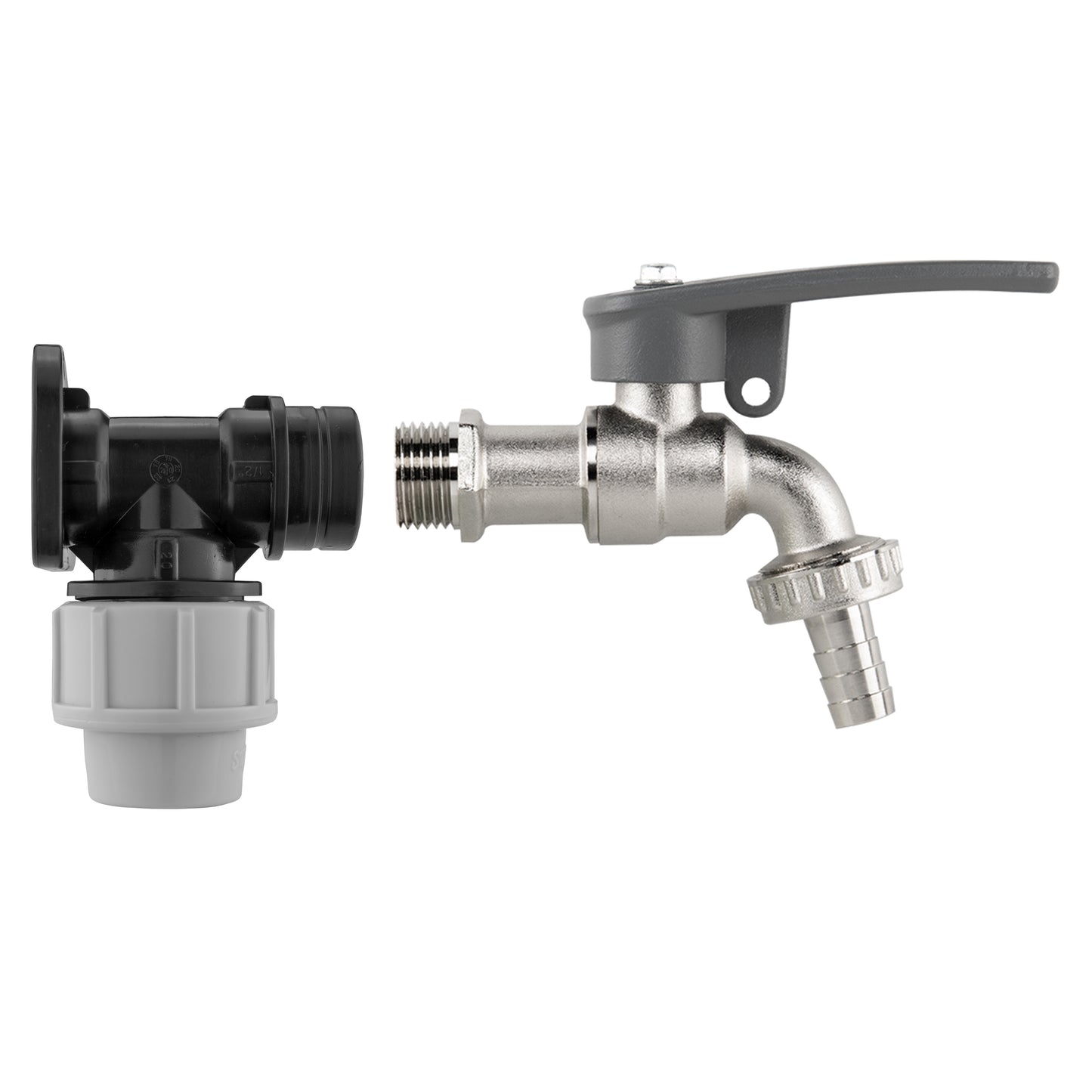 Wall Flange Kit 20mm MDPE – Lever Tap with Hose Barb and Side Lock