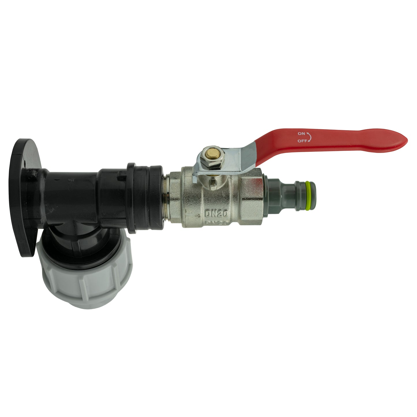 Wall Flange Kit 25mm MDPE + Lever Valve + Quick Connect Male