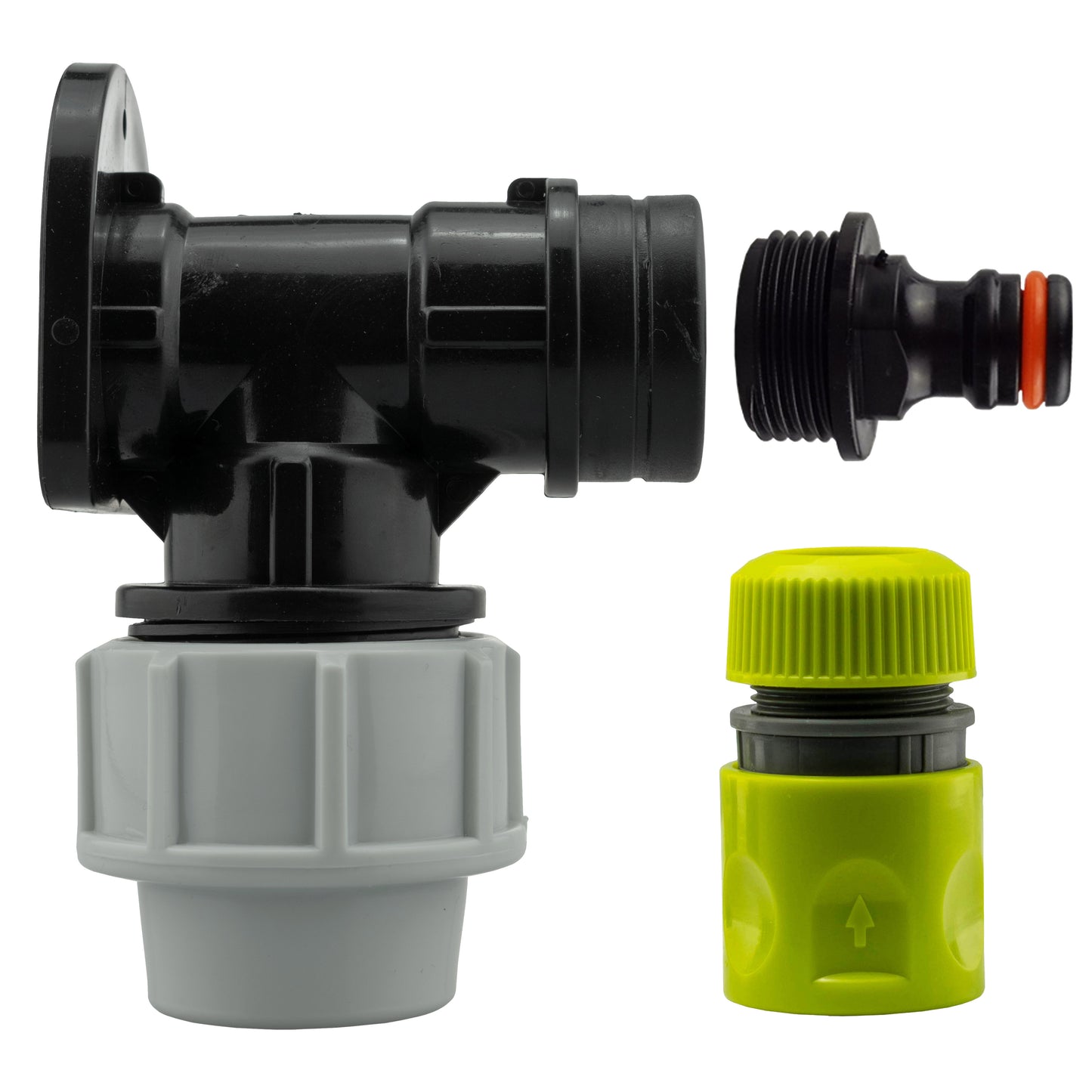 Wall Flange Kit 25mm MDPE + Male Click Lock + Hose Connector
