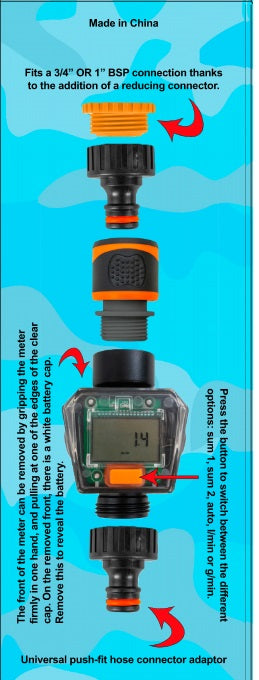 Water Flow Meter Black/Orange